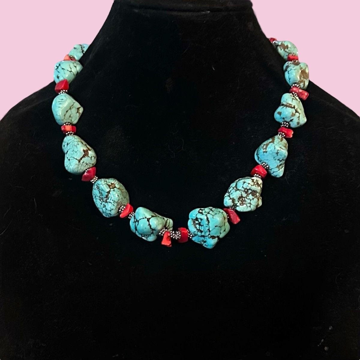 Other Chunky turquoise and coral chip necklace Size ONE SIZE - 1 Thumbnail