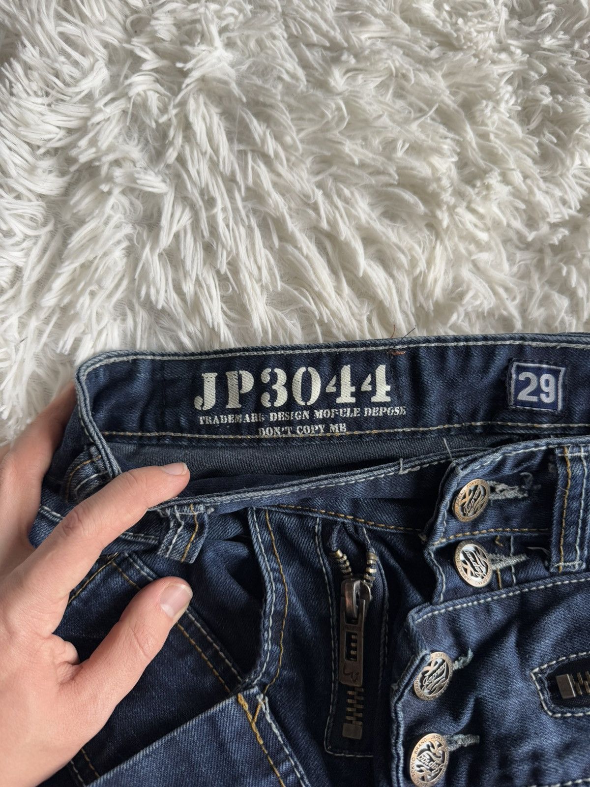 If Six Was Nine Japan Rag Crazy Utility Patchwork Washed Wide Denim Jeans Size US 29 - 12 Thumbnail
