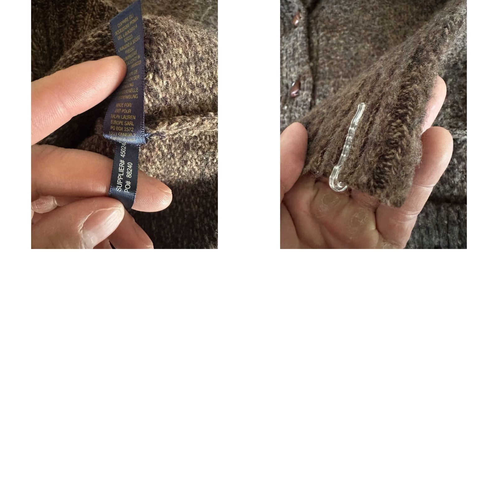 Ralph Lauren VINTAGE Womens Rugby Ralph Lauren Cardigan Wool Shawl Sleeve Long Pockets Leather Football Buttons Brown 100% Wool Medium NEW Size M / US 6-8 / IT 42-44 - 8 Thumbnail