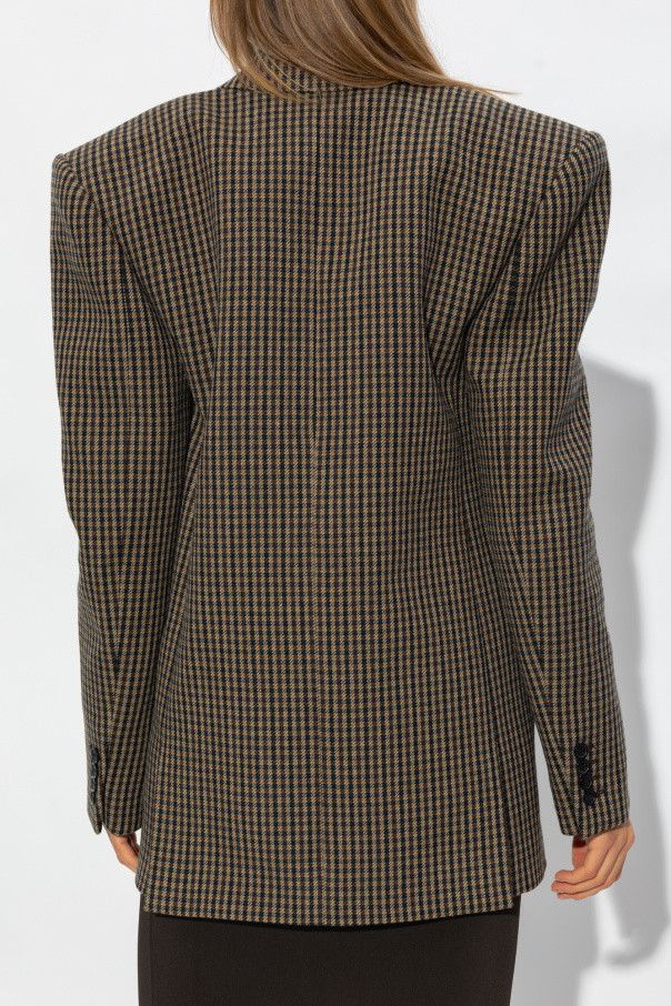 Saint Laurent Paris o1s1wg111124 Oversized Jacket in Vichy Wool in Multicolor Size M / US 6-8 / IT 42-44 - 4 Thumbnail