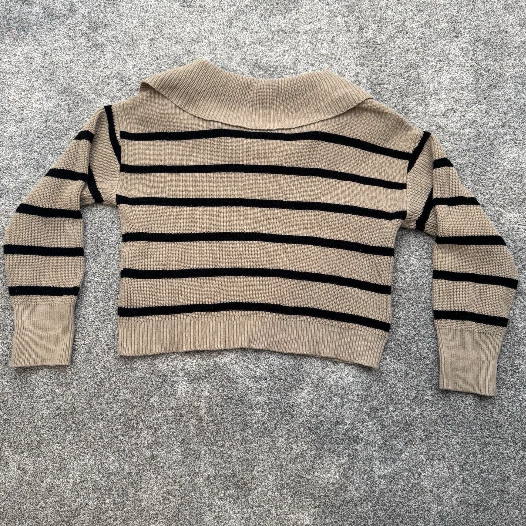 Vintage VINTAGE Cropped Knit Sweater Small Retro 70s Y2K Preppy Soft Girl Streetwear Beige Women Pullover Long Sleeve Casual Travel Size S Size S / US 4 / IT 40 - 8 Thumbnail