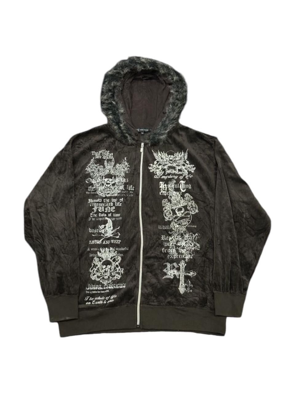 Pino bazzo poem skull fur hoodie
