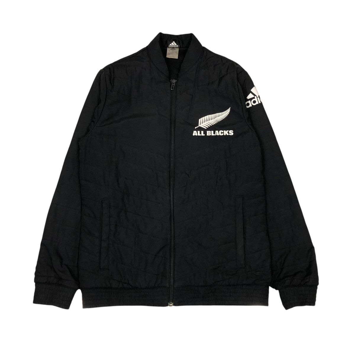 Adidas 🔥VINTAGE BOMBER JACKET ADIDAS ALL BLACK BIG LOGO Size US L / EU 52-54 / 3 - 1 Thumbnail