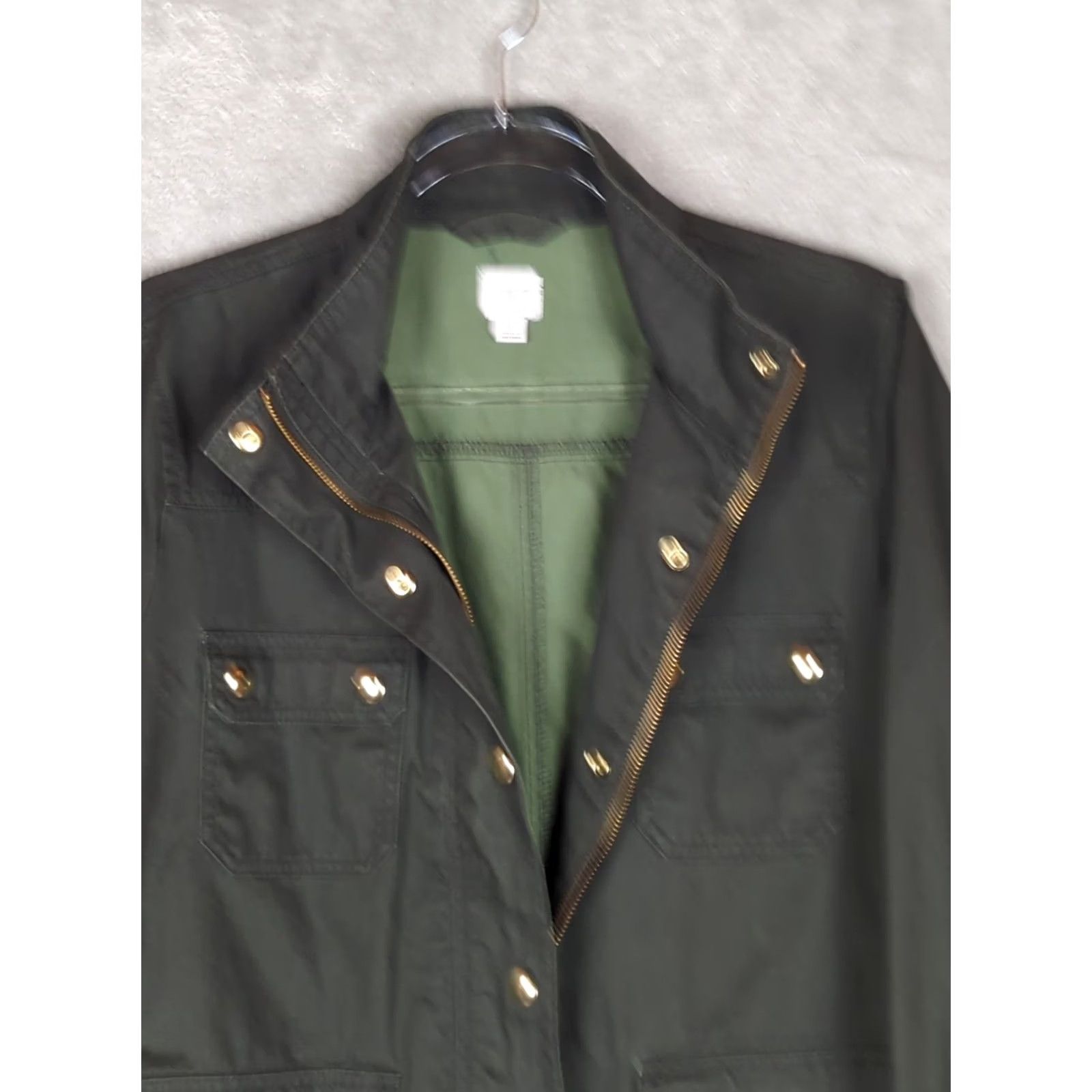 J.Crew VINTAGE J Crew Womens L Boyfriend Field Jacket Twill Utility Zip Snaps streetwear green Size L / US 10 / IT 46 - 6 Thumbnail