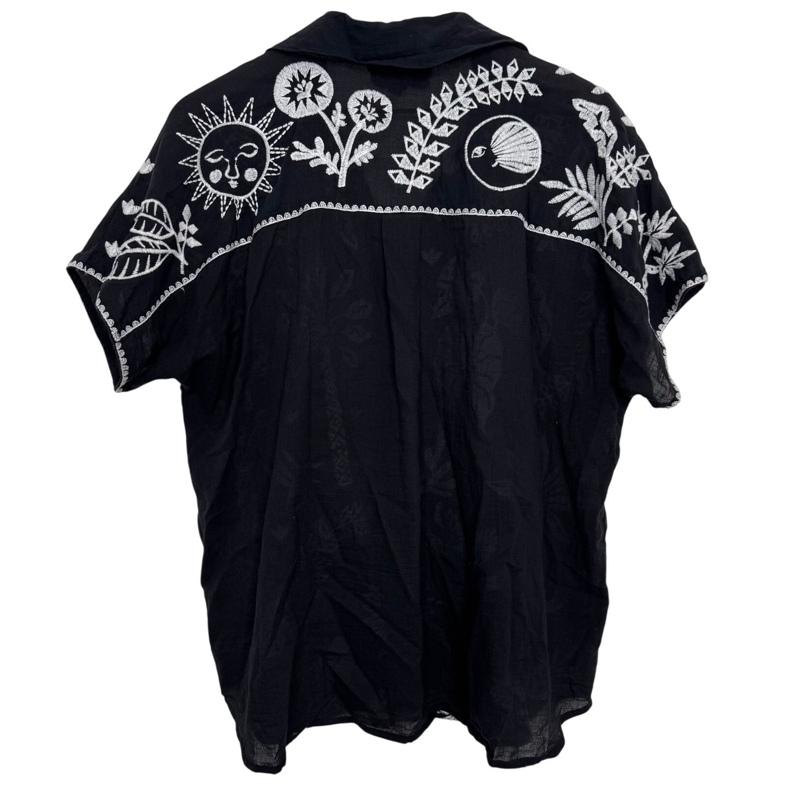 Johnny Was Johnny Was Luciana Dolman Shirt Black White Tropical Embroid Size M / US 6-8 / IT 42-44 - 7 Thumbnail