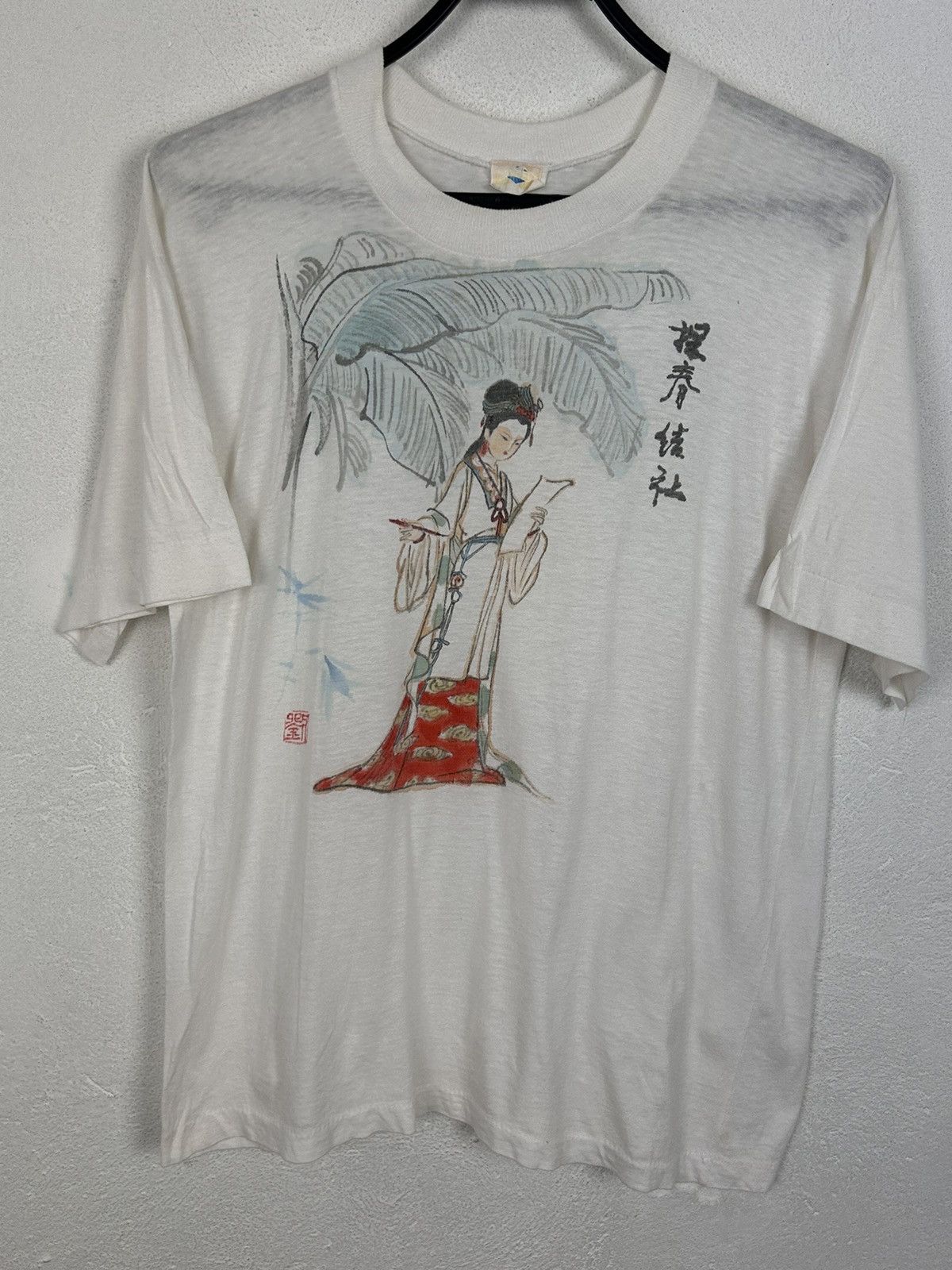 Vintage 80s Vintage Tanchun Chinese Novel Art Single Stitch T-Shirt Size L / US 10 / IT 46 - 1 Thumbnail