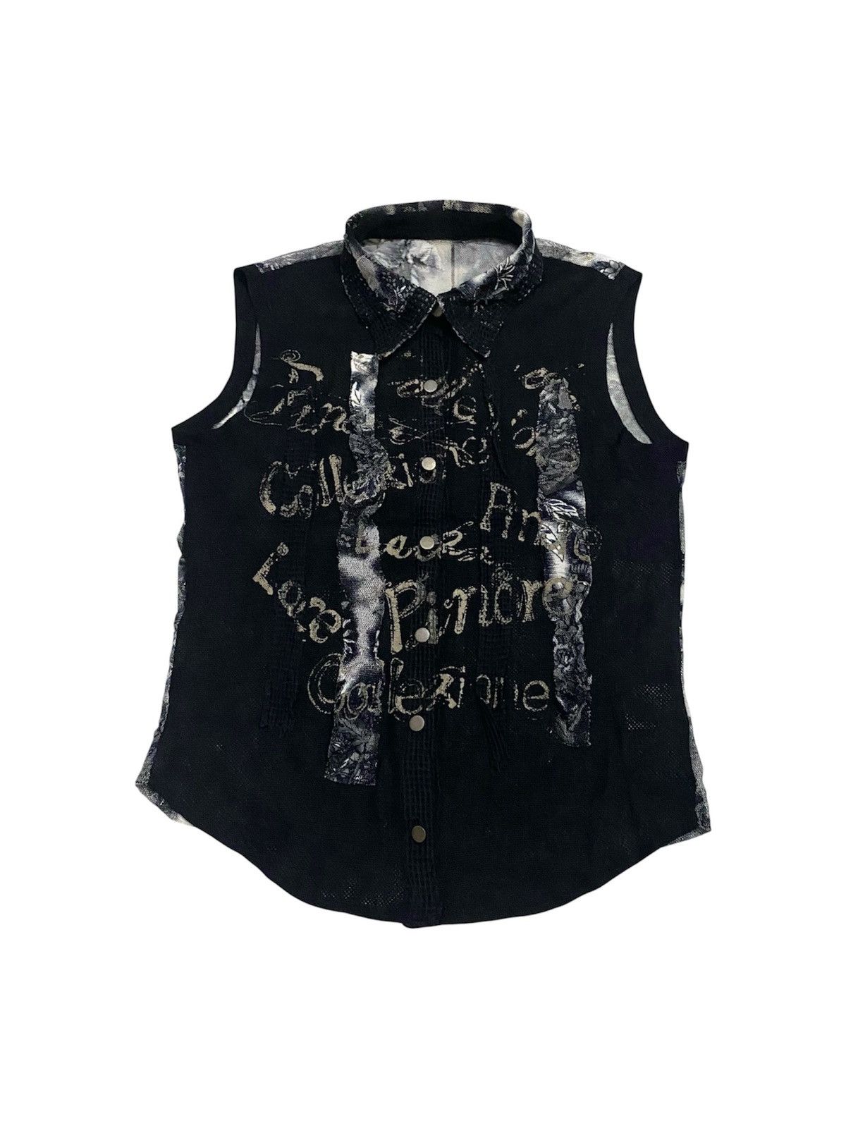 If Six Was Nine Japanese Brand Pinore Collection Mesh Button Up Sleeveless Size XS / US 0-2 / IT 36-38 - 1 Thumbnail