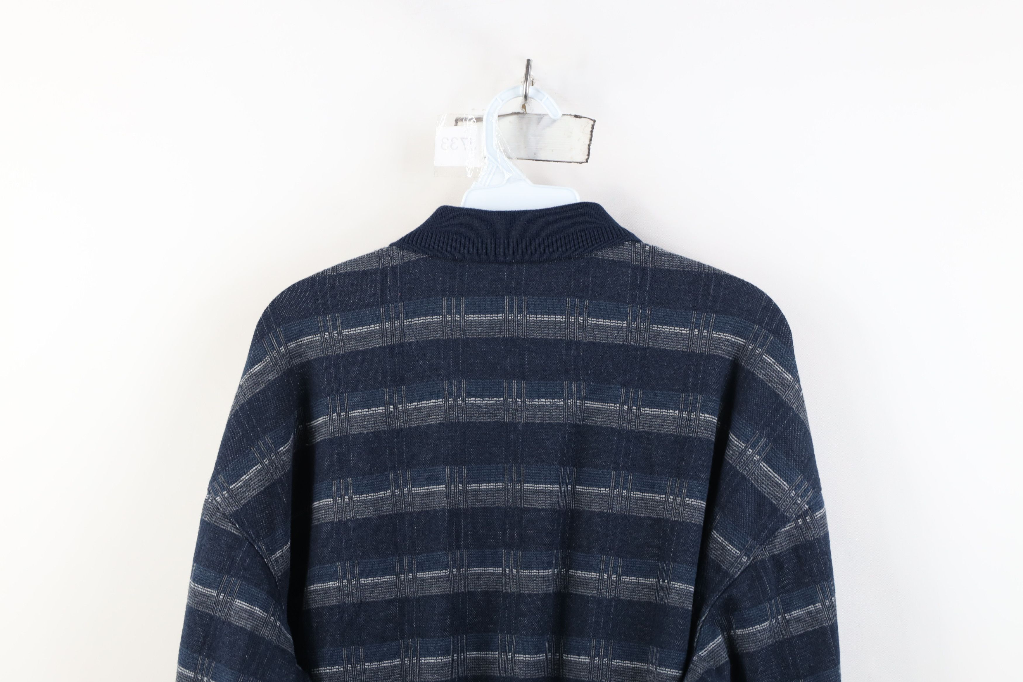 Vintage Vintage 90s Streetwear Knit Collared Long Sleeve Polo Blue Size US XL / EU 56 / 4 - 10 Thumbnail