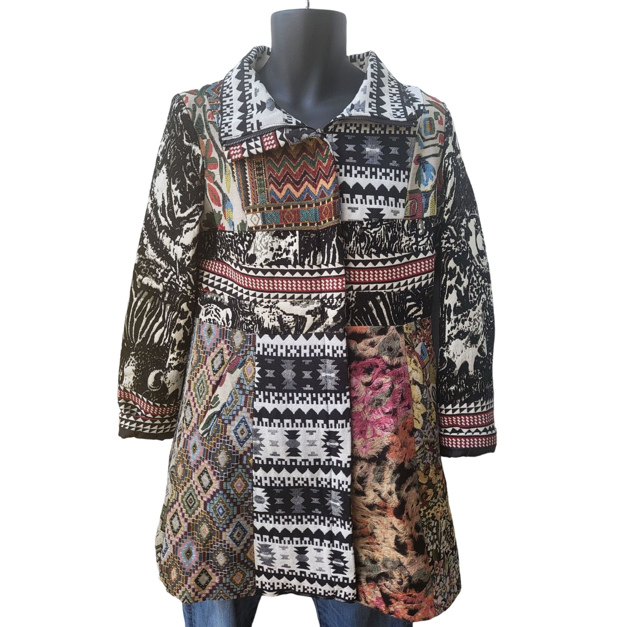 Other Dor Dor Couture Peacoat Sz M Southwestern Art Patchwork Cott Size M / US 6-8 / IT 42-44 - 1 Thumbnail