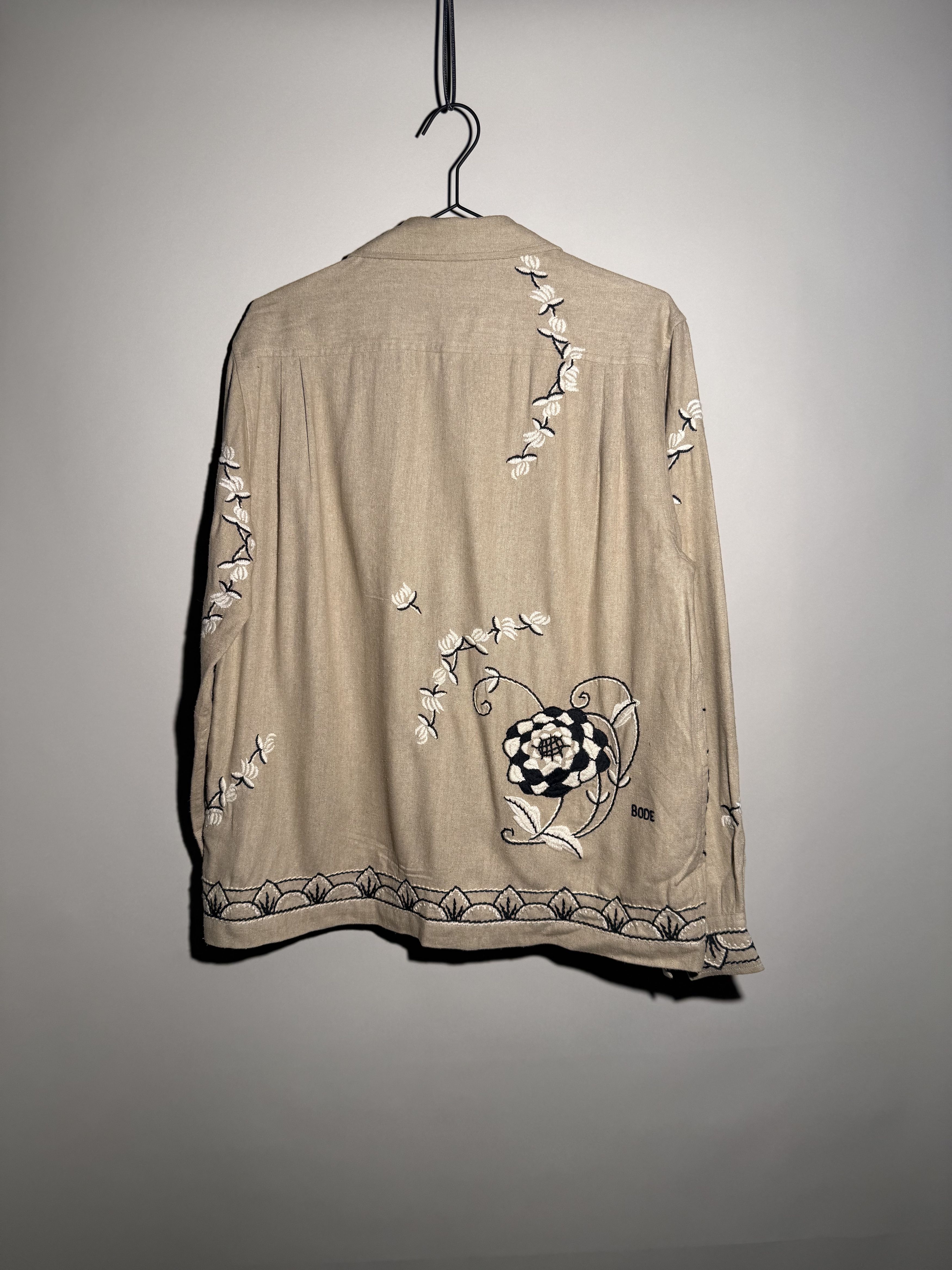 Bode Bode Khaki Embroidered Long Sleeve Shirt Size US M / EU 48-50 / 2 - 5 Thumbnail