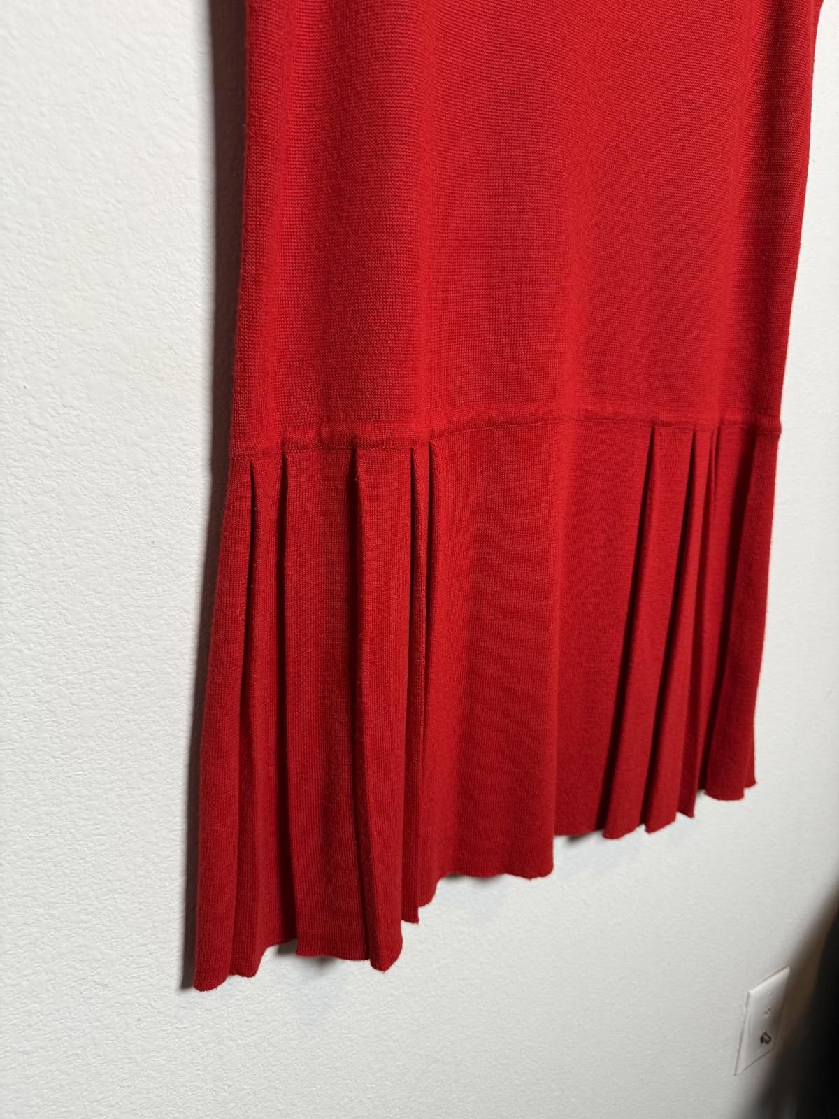 Unknown London Vintage Elegant Red Pleated Tank Dress Size L / US 10 / IT 46 - 2 Thumbnail