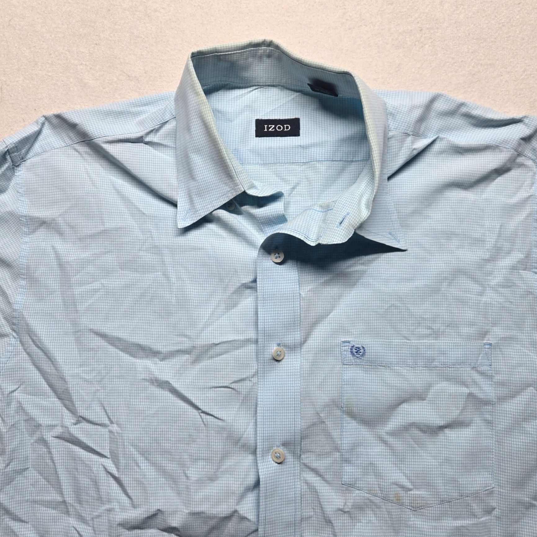 Izod IZOD Shirt Button-Up Long Sleeve Adult Mens L Blue Plaids & Checks Casual Colorful Button-Front 92s? Size US L / EU 52-54 / 3 - 2 Thumbnail