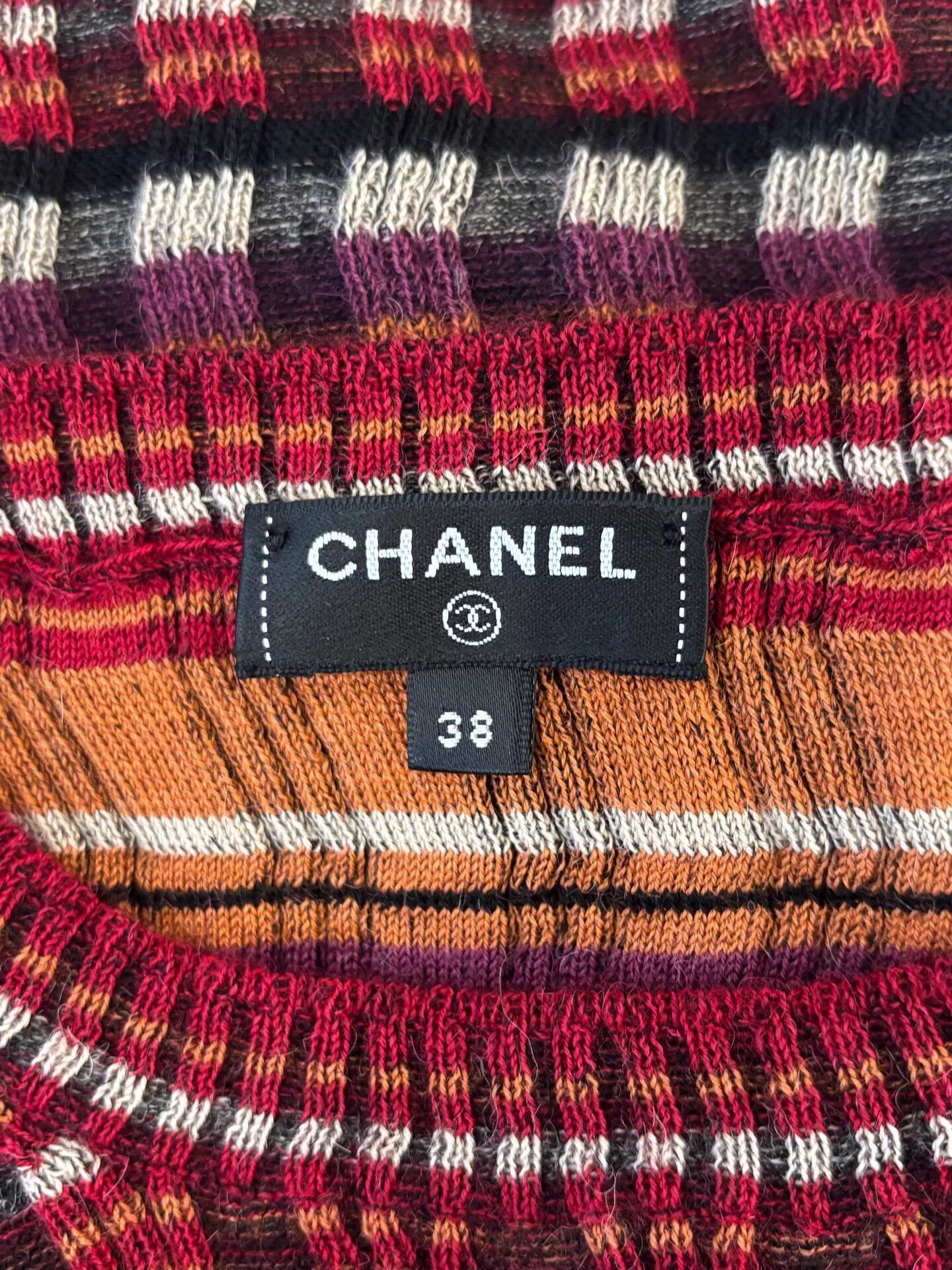 Chanel Chanel Burger Women's Alpaca Stripe Long Knit Dress 38 Size S / US 4 / IT 40 - 5 Thumbnail