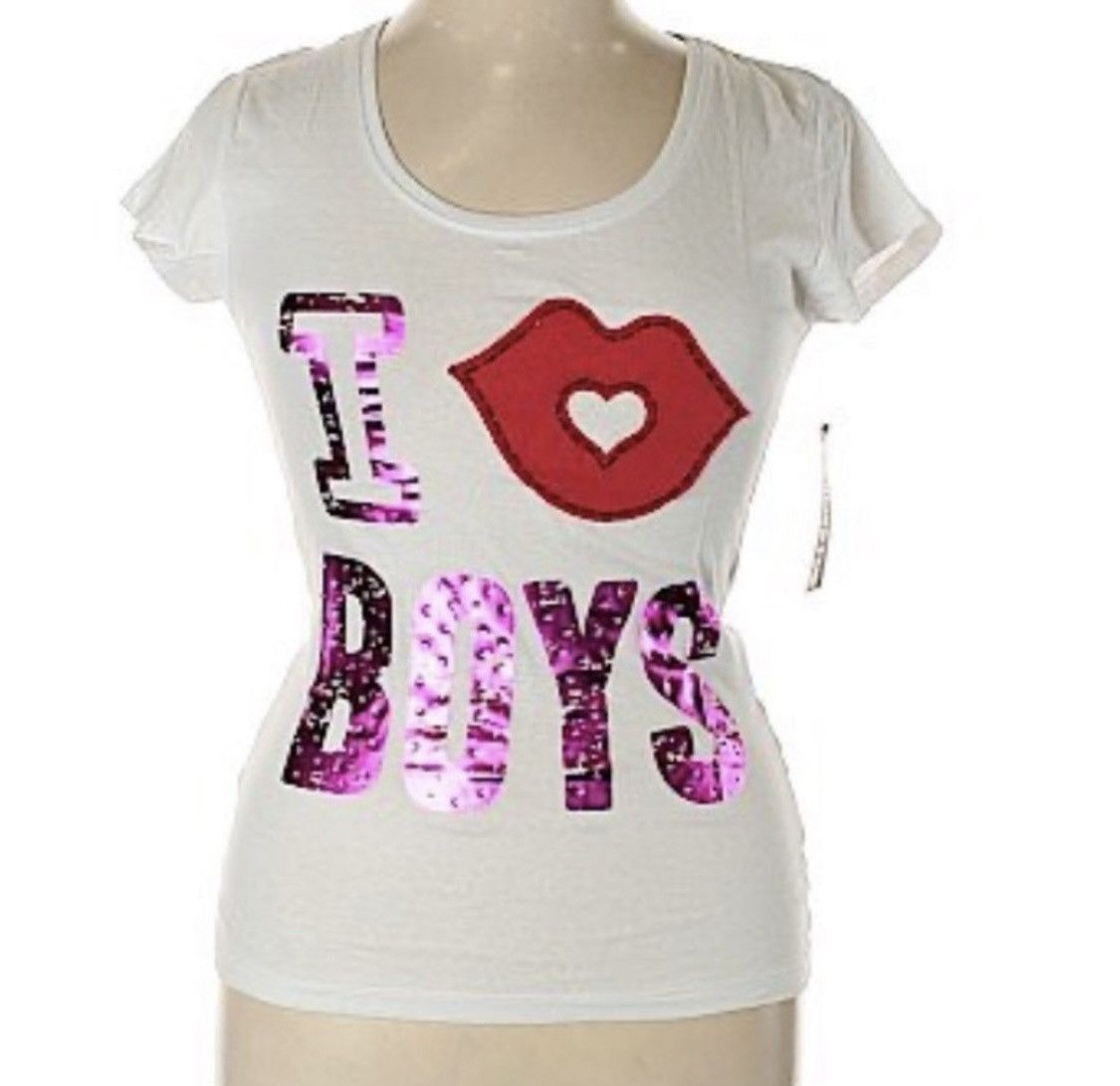 Other EMBELLISHED “I LOVE BOYS” FITTED GRAPHIC TSHIRT TOP SIZE XL Size XL / US 12-14 / IT 48-50 - 5 Thumbnail
