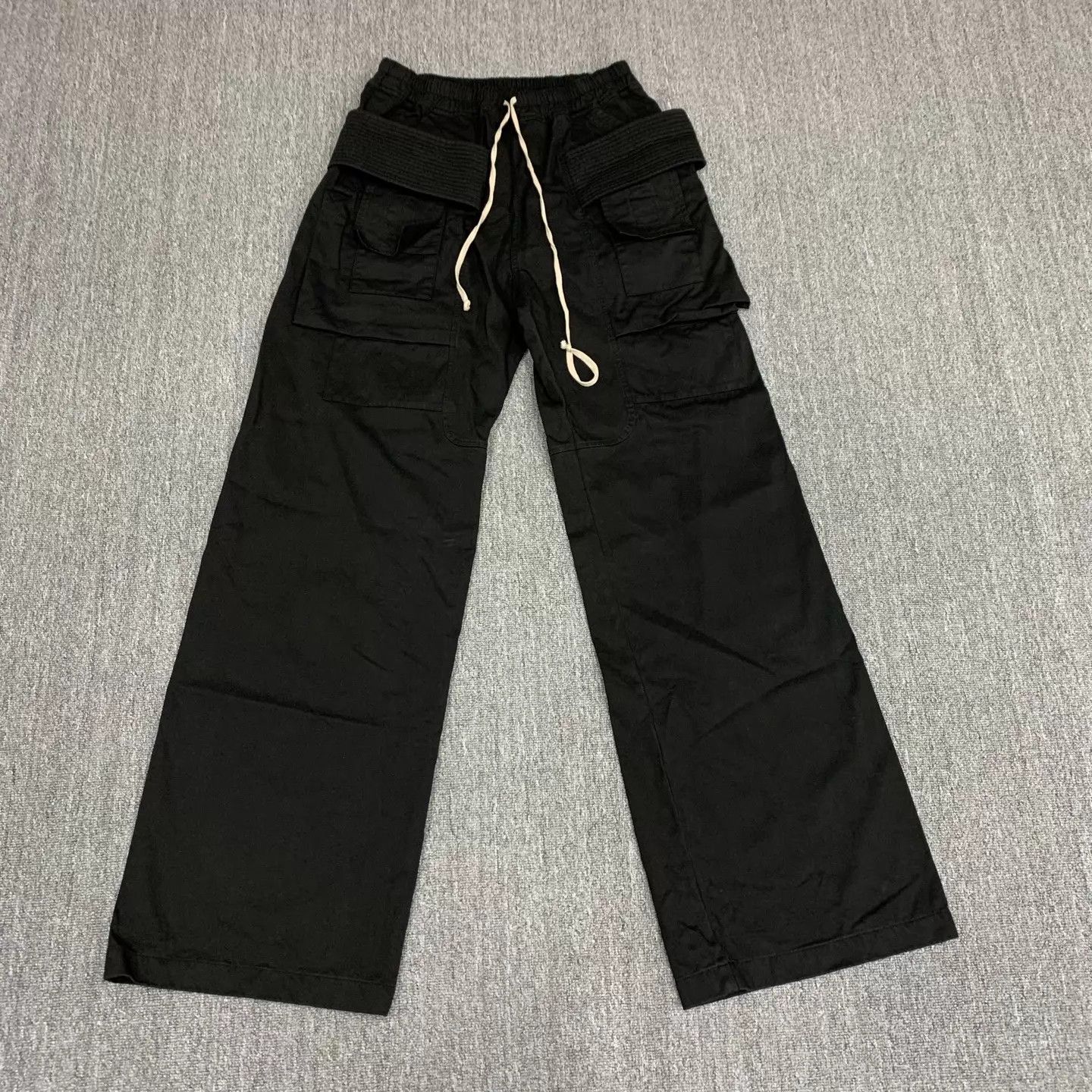 Rick Owens RO Black Double-Ring Wide-Leg Pants L 98 New 14621 Size 28" / US 6 / IT 42 - 1 Thumbnail