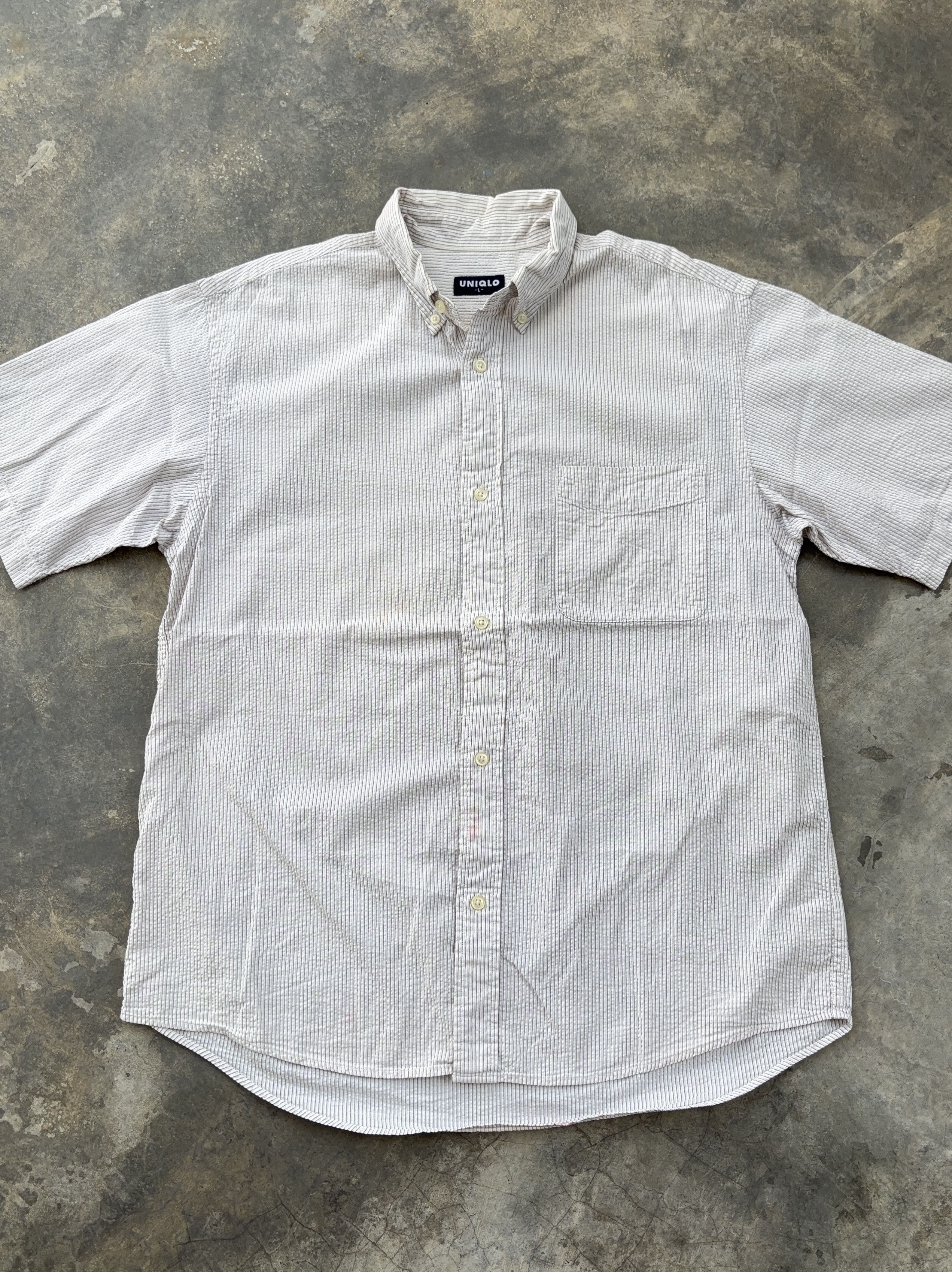 Uniqlo Uniqlo White Stripe Button Up Shirt Size US L / EU 52-54 / 3 - 2 Thumbnail