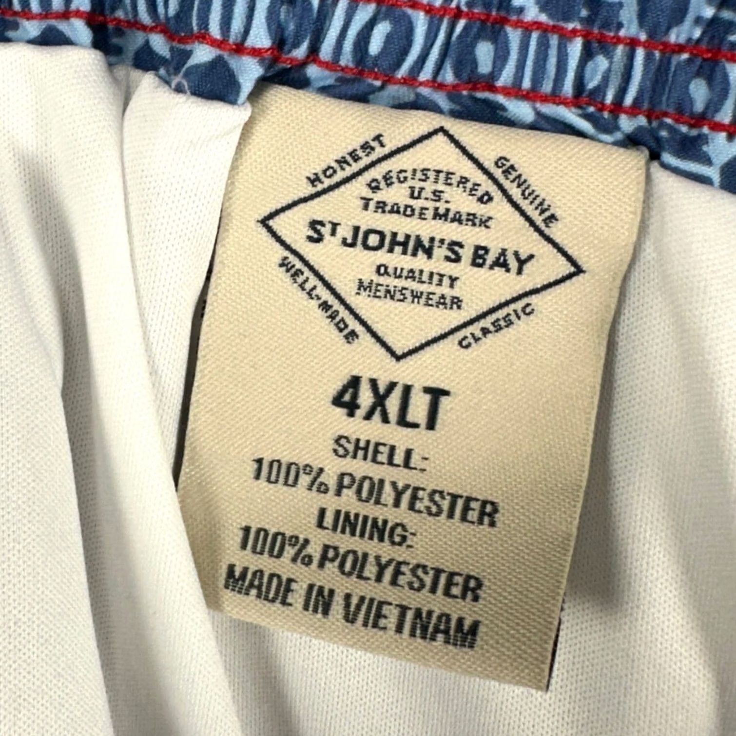 Vintage St. John's Bay Mens Swim Trunks 4XLT Tall Red Blue Gingham Check Board Shorts NEW Size US 39 - 4 Thumbnail