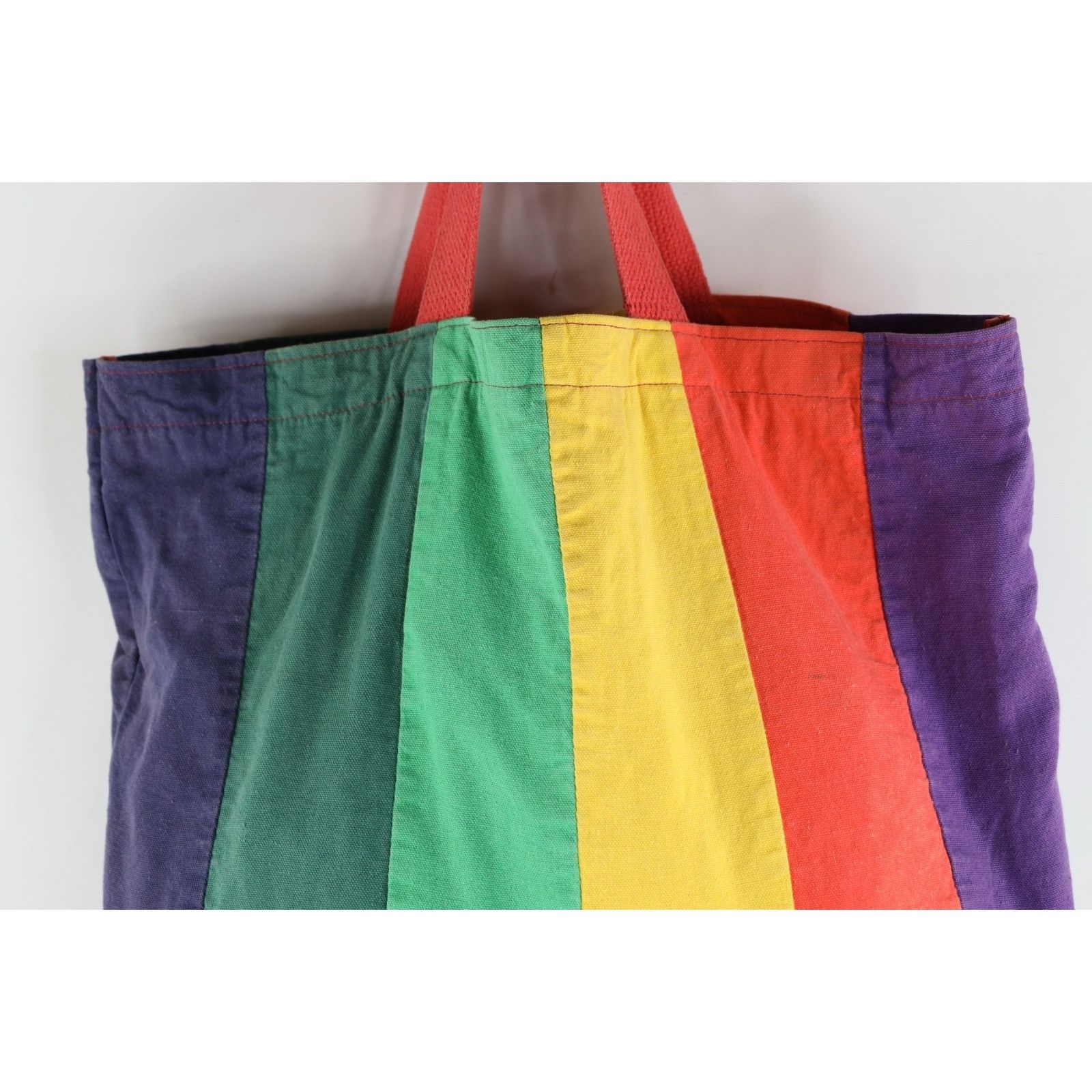 Vintage Vintage 90s Streetwear Rainbow Striped Lined Canvas Tote Bag Size ONE SIZE - 3 Thumbnail