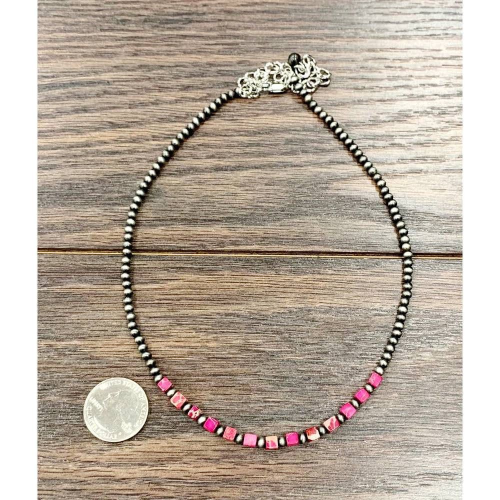 Other Handmade Square Gemstone Necklace with Navajo Beads 15 to 20 Size ONE SIZE - 6 Thumbnail
