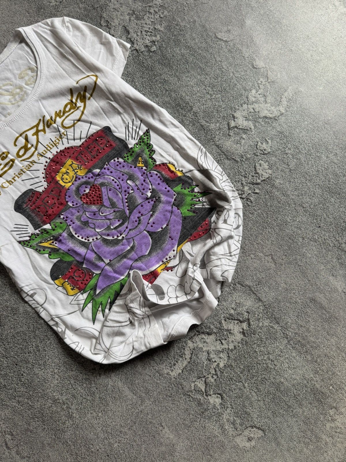 Ed Hardy Ed Hardy big logo rose 🌹 avantgarde y2k tee tshirt Size S / US 4 / IT 40 - 3 Thumbnail
