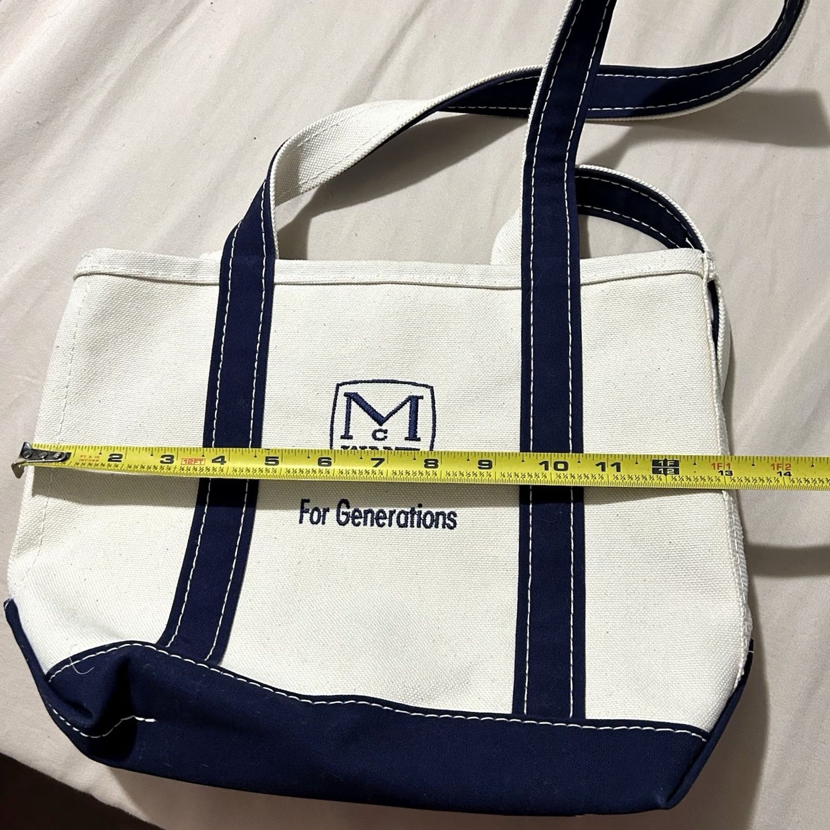 Vintage VINTAGE L.L. Bean Boat And Tote Tote Bag Made In USA Medium Cream And Navy Bag Mens Medium Ivory USA 90s Size ONE SIZE - 6 Thumbnail