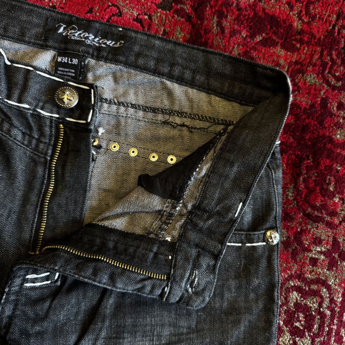 Other Victorious Y2K Jeans W Embroidered Flap Pockets Size US 34 / EU 50 - 12 Thumbnail