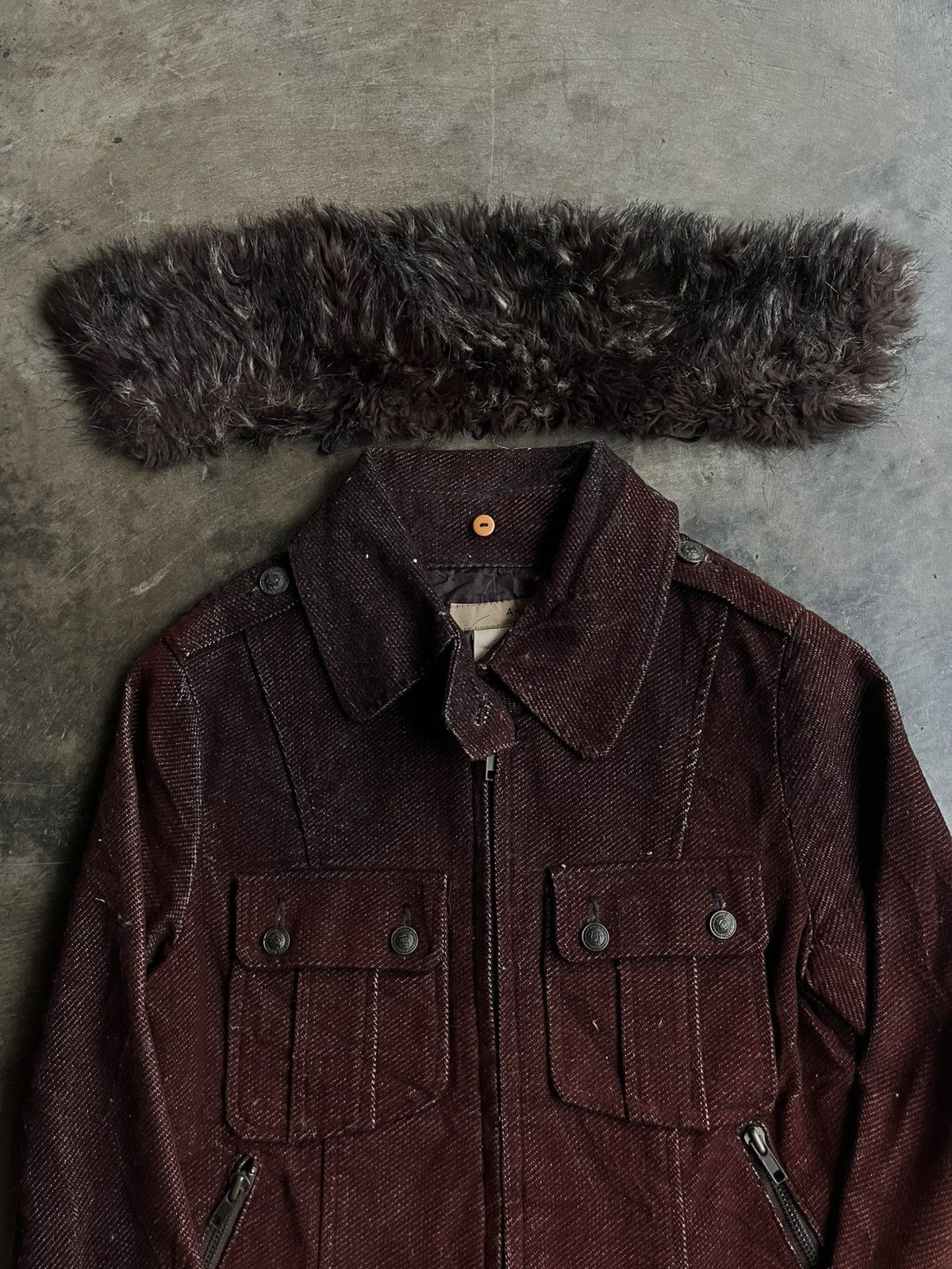 14th Addiction 2000s JAPANESE AMANG FUR JACKET CORDUROY BONDAGE GOTHIC VKEI Size US S / EU 44-46 / 1 - 7 Thumbnail