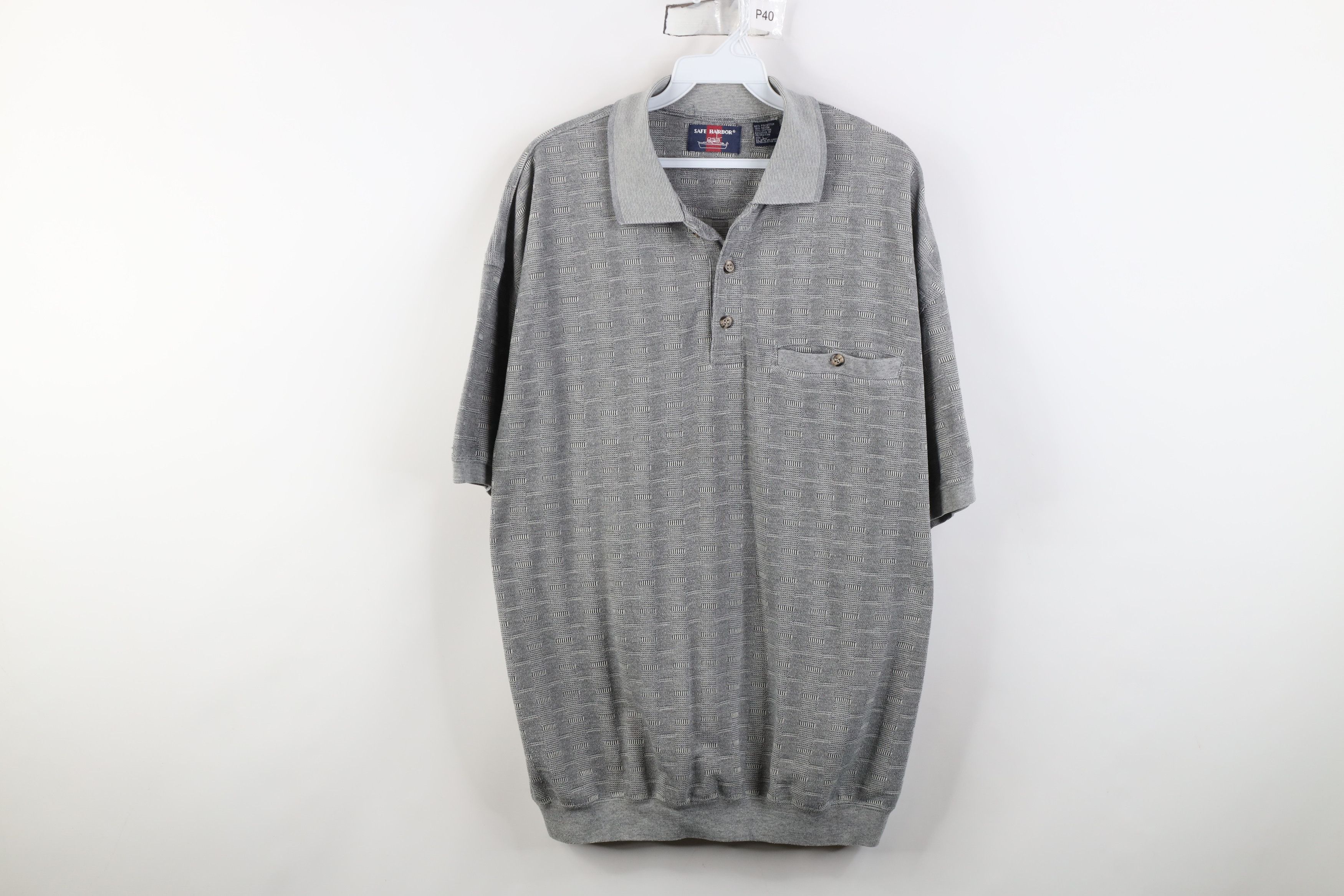 Vintage Vintage 90s Streetwear Checkered Pullover Polo Shirt Gray Size US L / EU 52-54 / 3 - 1 Thumbnail