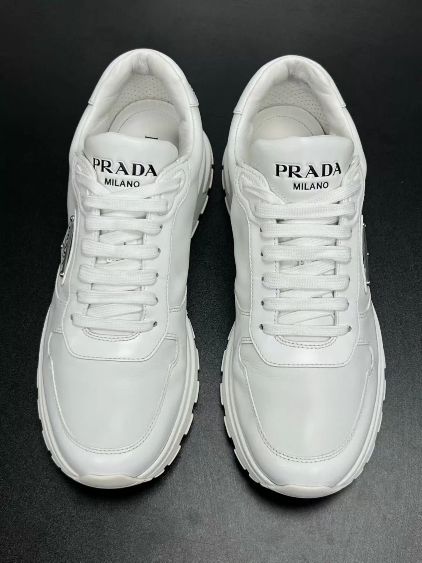 Prada PRADA leather white 41 EU sneakers Size US 8 / EU 41 - 3 Thumbnail