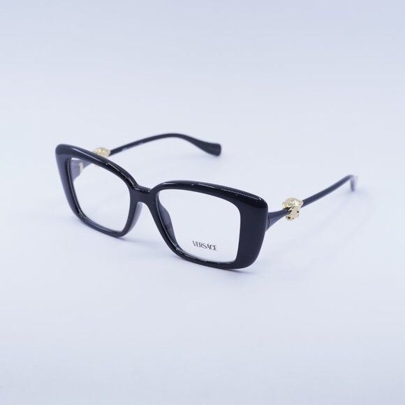 Versace Versace VE3385U GB1 Eyeglasses Shiny Black 53mm Square Frame Size ONE SIZE - 3 Thumbnail