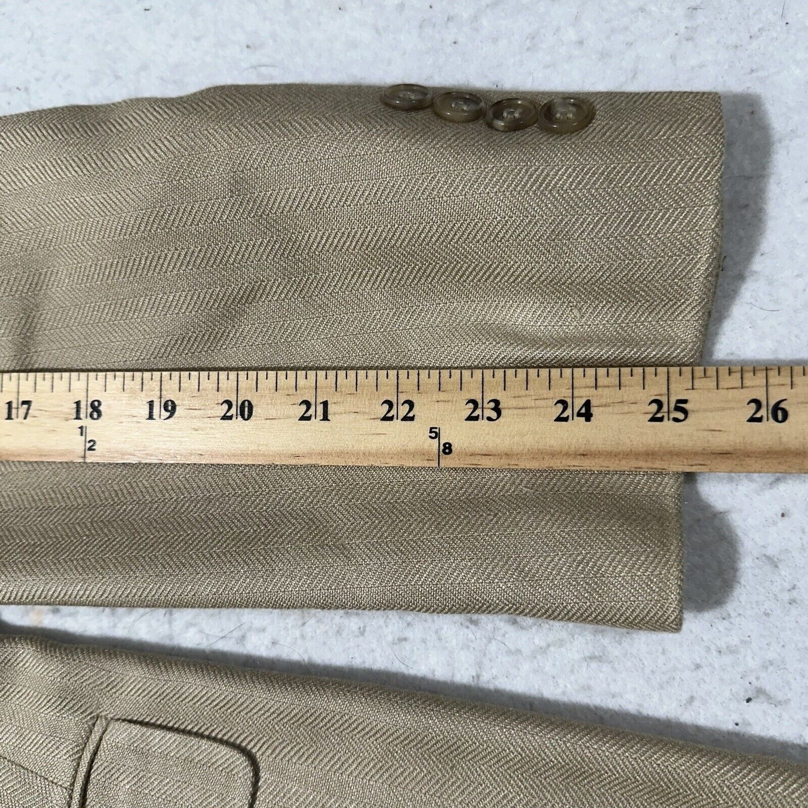 Haggar Haggar Black Label 44L Silk Beige Herringbone Suit Jacket Size 44L - 13 Thumbnail