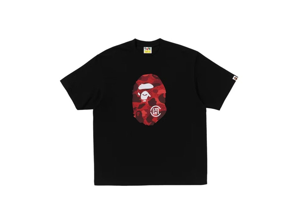 BAPE x CLOT Camo Ape Head T-Shirt Black