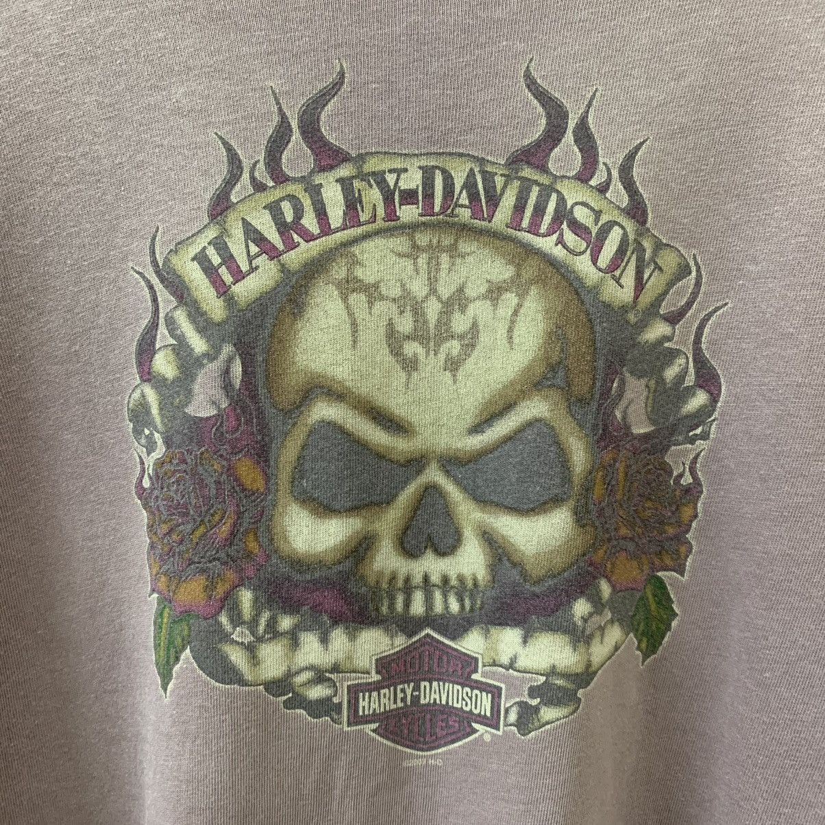 Harley Davidson × Vintage VTG 07 HARLEY DAVIDSON SKULL FLAME SKULL TEE Size M / US 6-8 / IT 42-44 - 3 Thumbnail