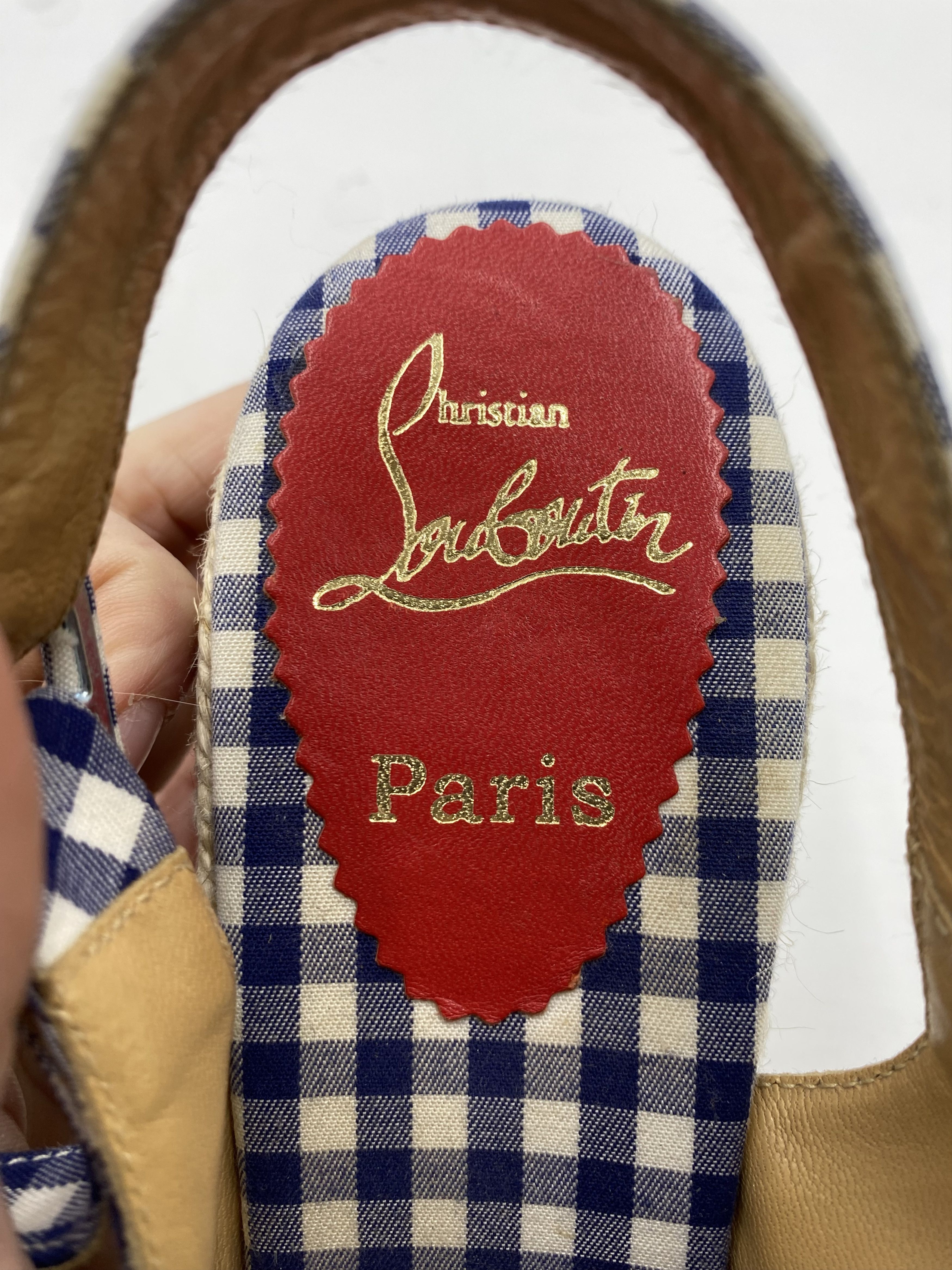 Christian Louboutin Jute Gingham Wedge Size US 10 / IT 40 - 3 Thumbnail
