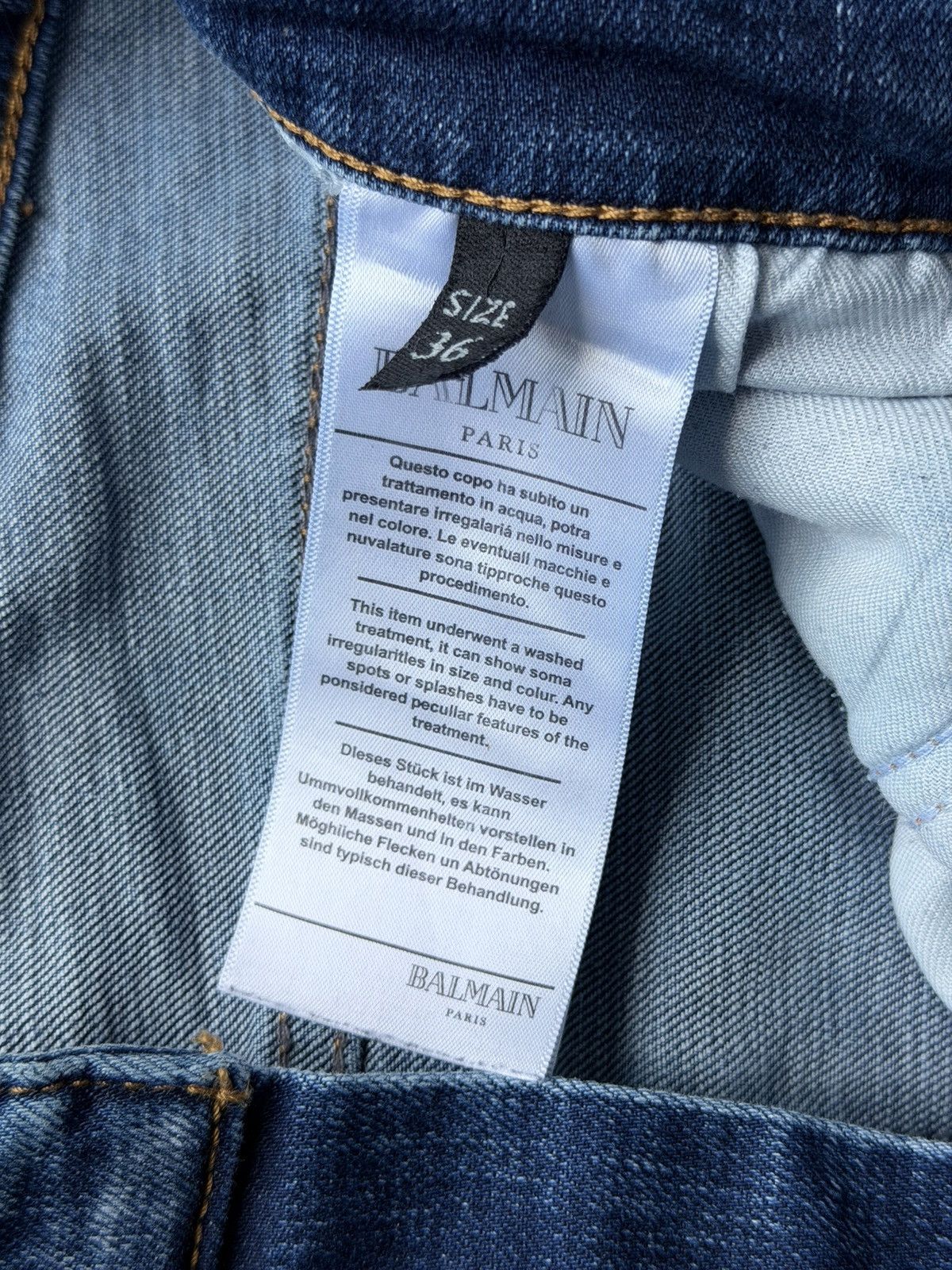 Balmain 2000s Balmain Washed Biker Denim Jeans Size US 36 / EU 52 - 12 Thumbnail