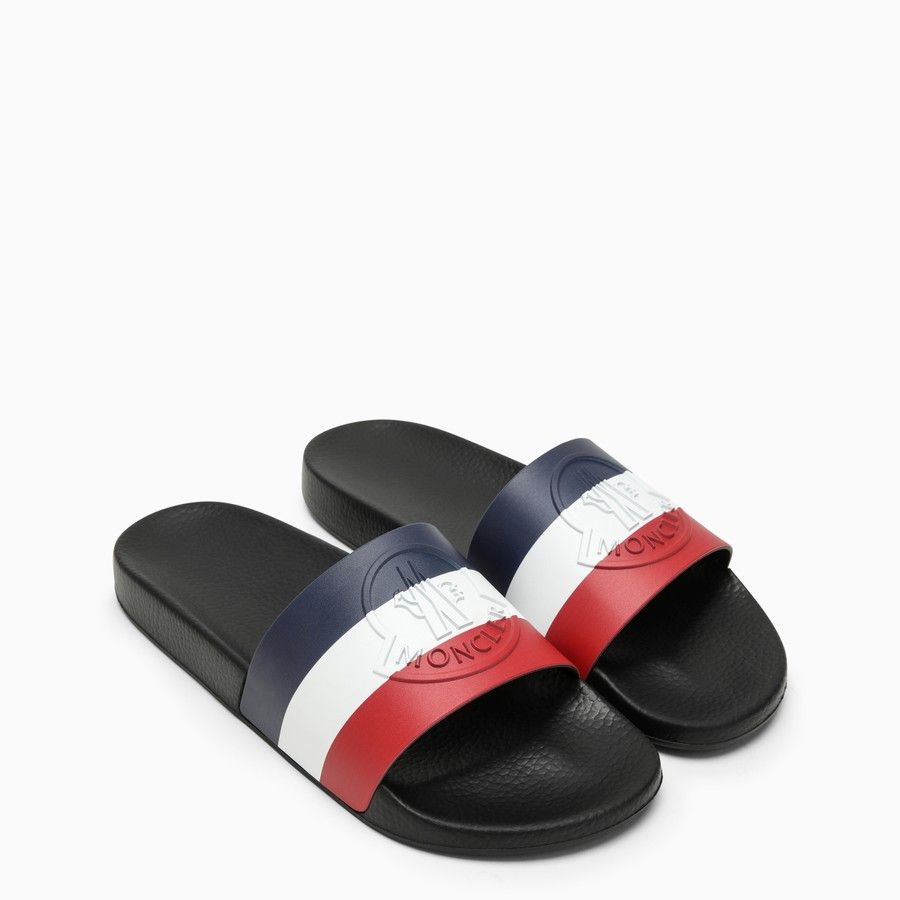 image of Moncler O1D2Blof0424 Logo Slides In Black, Men's (Size 11)