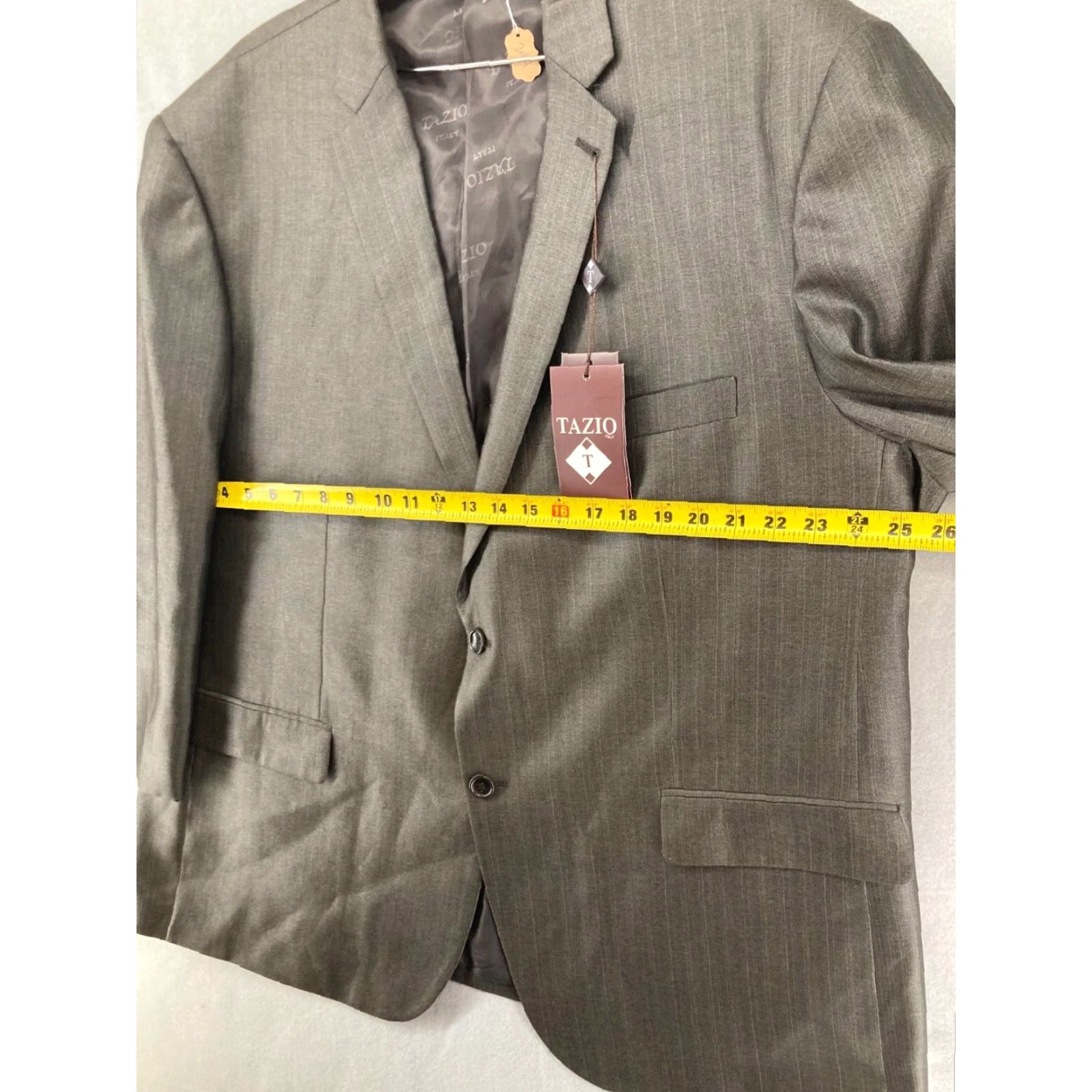 Tazio Tazio Suit Jacket Mens 52R - Gray Solid - Single-Breasted, Notch Lapel, Three-Button Sleeve - Regular Fit, 1 Piece, Dry Clean Only, NWT, 52R Size 52R - 2 Thumbnail