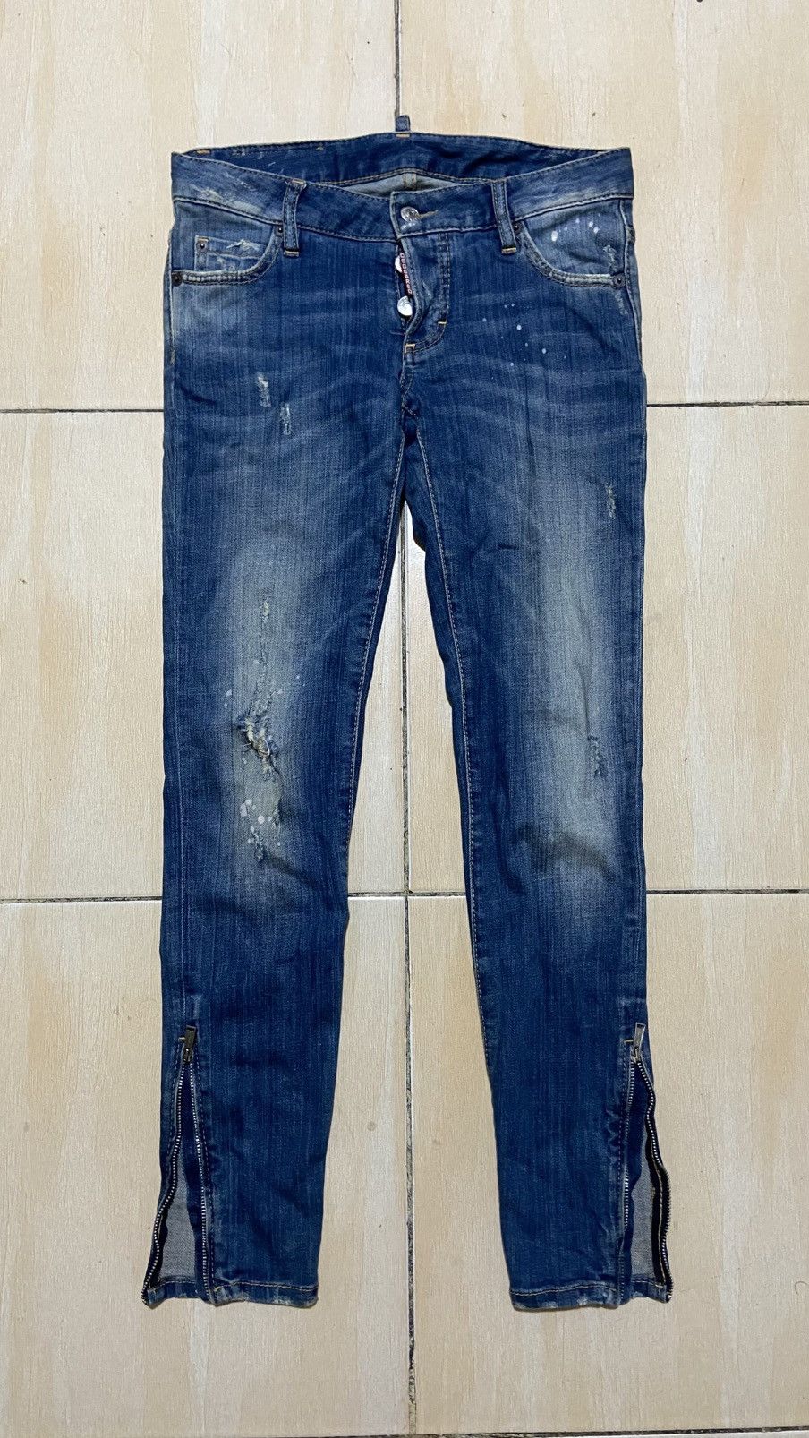 Dsquared2 × If Six Was Nine GM🔥 Dsquared Distressed Painted Blue Jeans Size US 30 / EU 46 - 2 Thumbnail