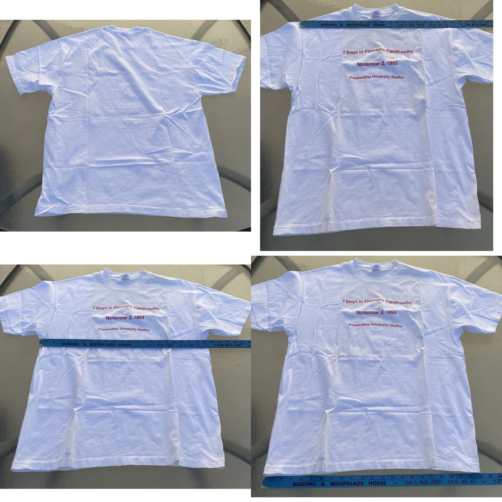 Hanes VINTAGE Hanes I Slept in Firestone Fieldhouse Pepperdine University T Shirt XL Men White 1990-1999 University California 1993 Mens Shirt Graphic Print Size US XL / EU 56 / 4 - 9 Thumbnail