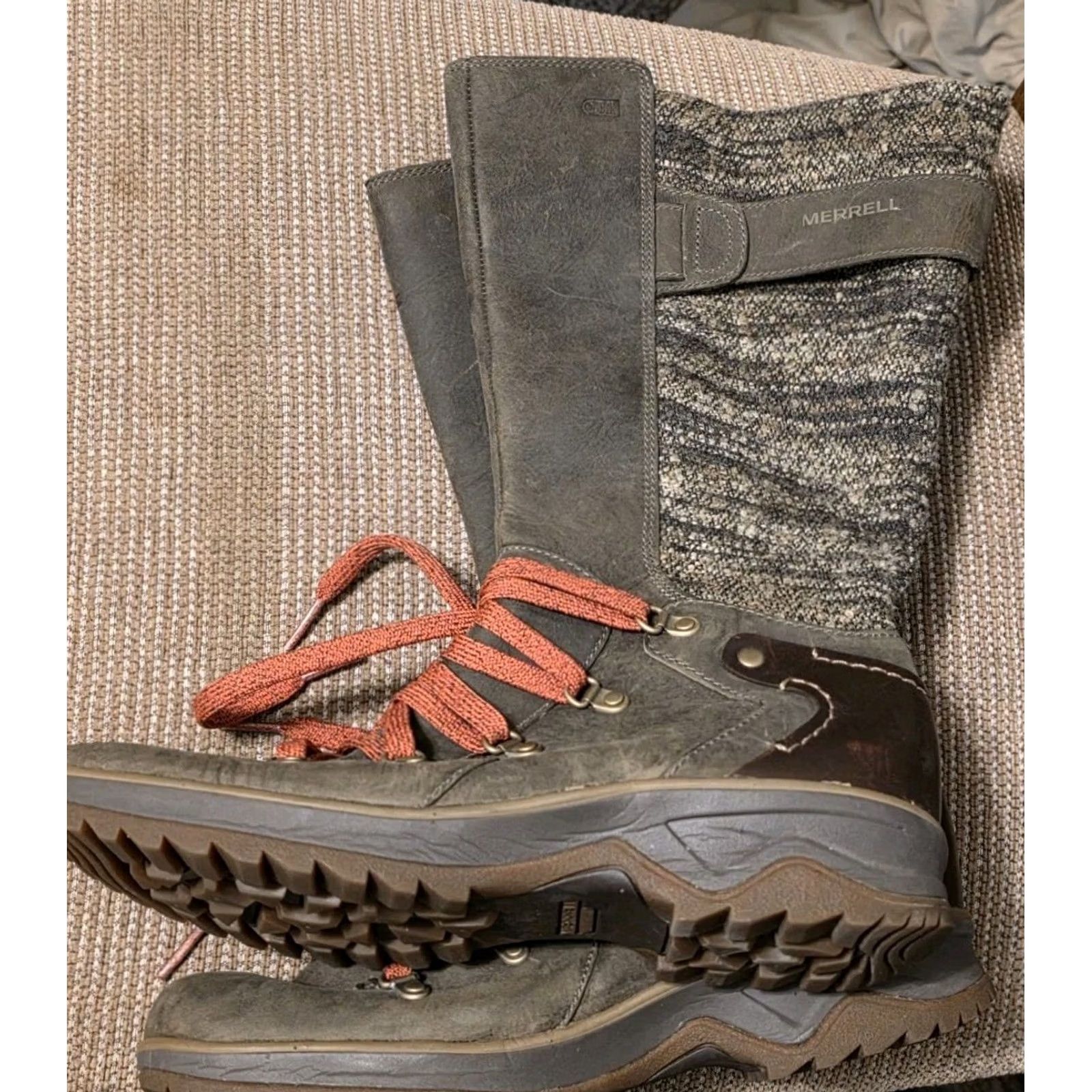Merrell VINTAGE Merrell Eventyr Peak Waterproof Women's Leather High Leg Boots Size 7.5 Brown Combat Boots Women 7.5 Size US 8 / IT 38 - 4 Thumbnail