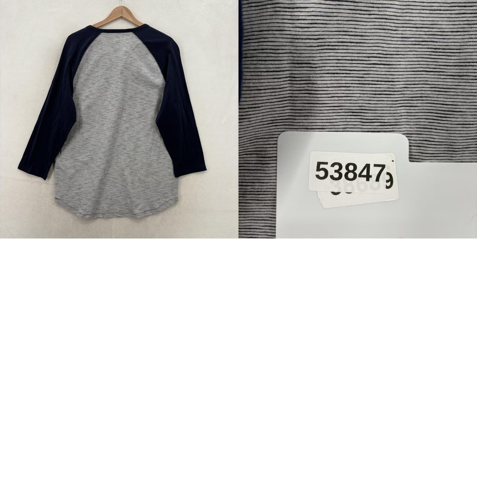 Express Express Henley Shirt Mens Large Gray Navy Striped 3/4 Sleeve Raglan Casual NWT Size US L / EU 52-54 / 3 - 9 Thumbnail