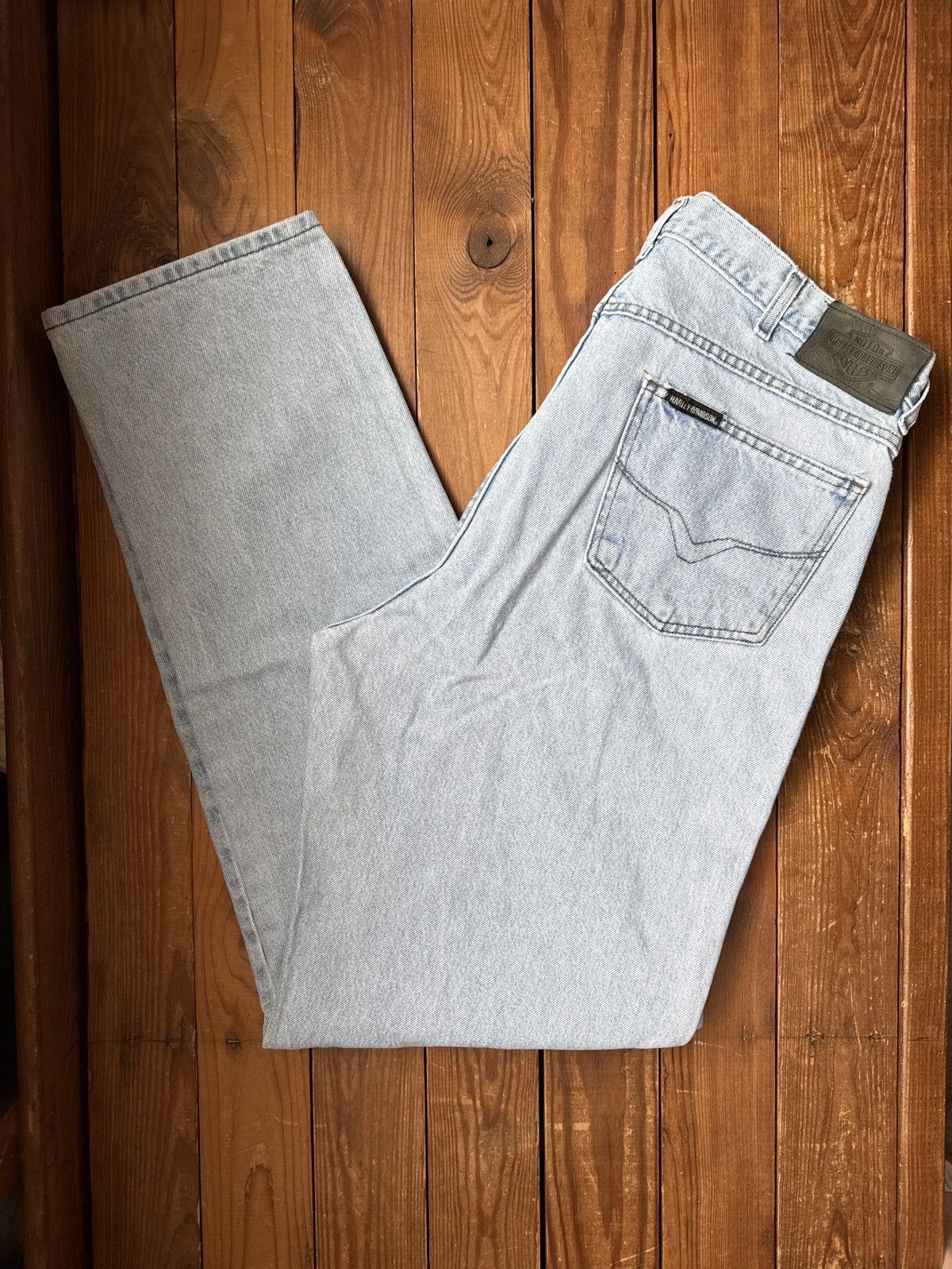 Harley Davidson Vintage 90s Harley Davidson Blue Denim Jeans Size US 38 / EU 54 - 1 Thumbnail