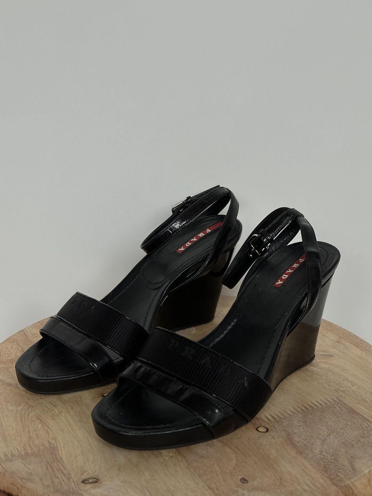 Designer Prada platform wedge sandals Size US 6.5 / IT 36.5 - 1 Thumbnail