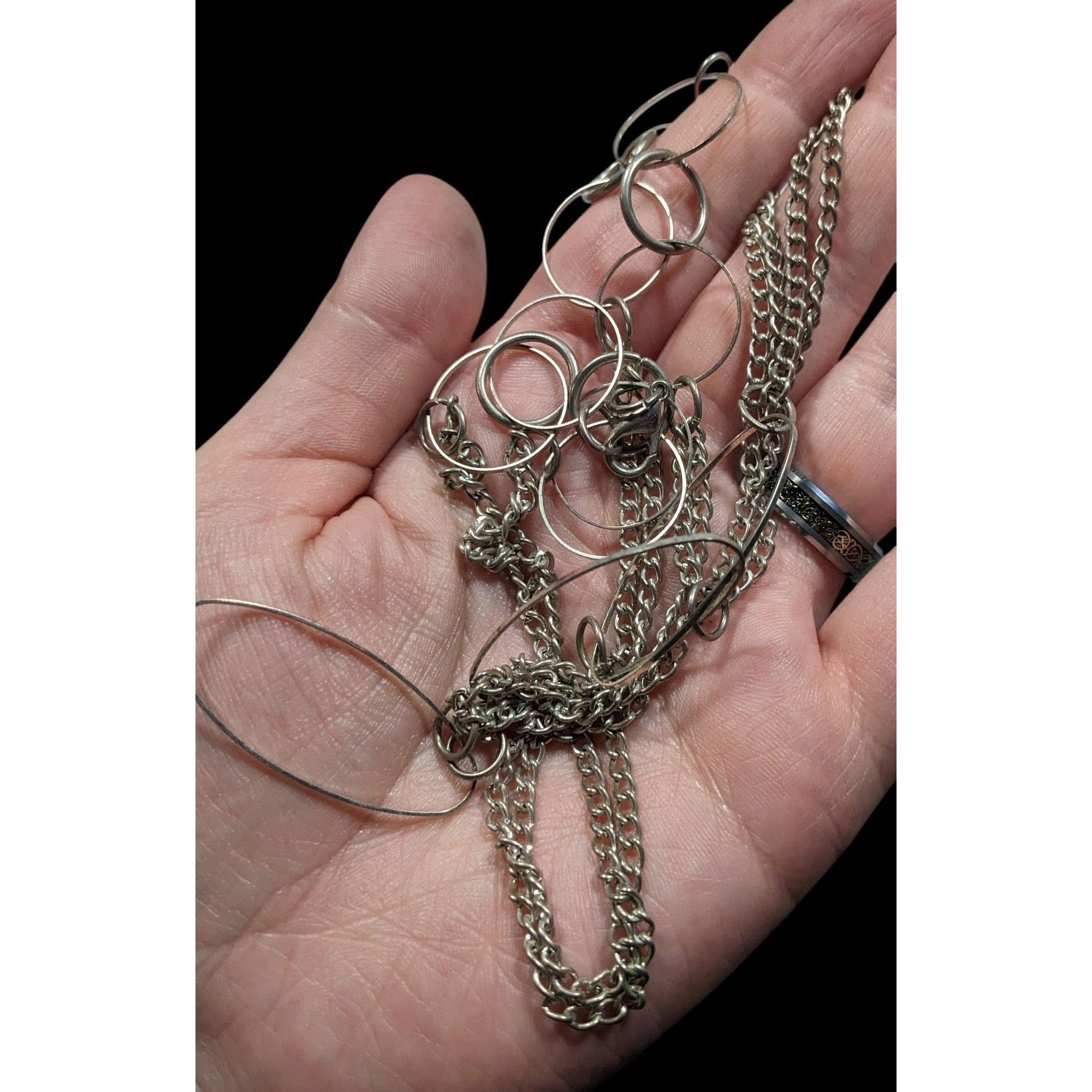 Other Open Link Silver Tone Layered Chain Necklace Size ONE SIZE - 4 Thumbnail