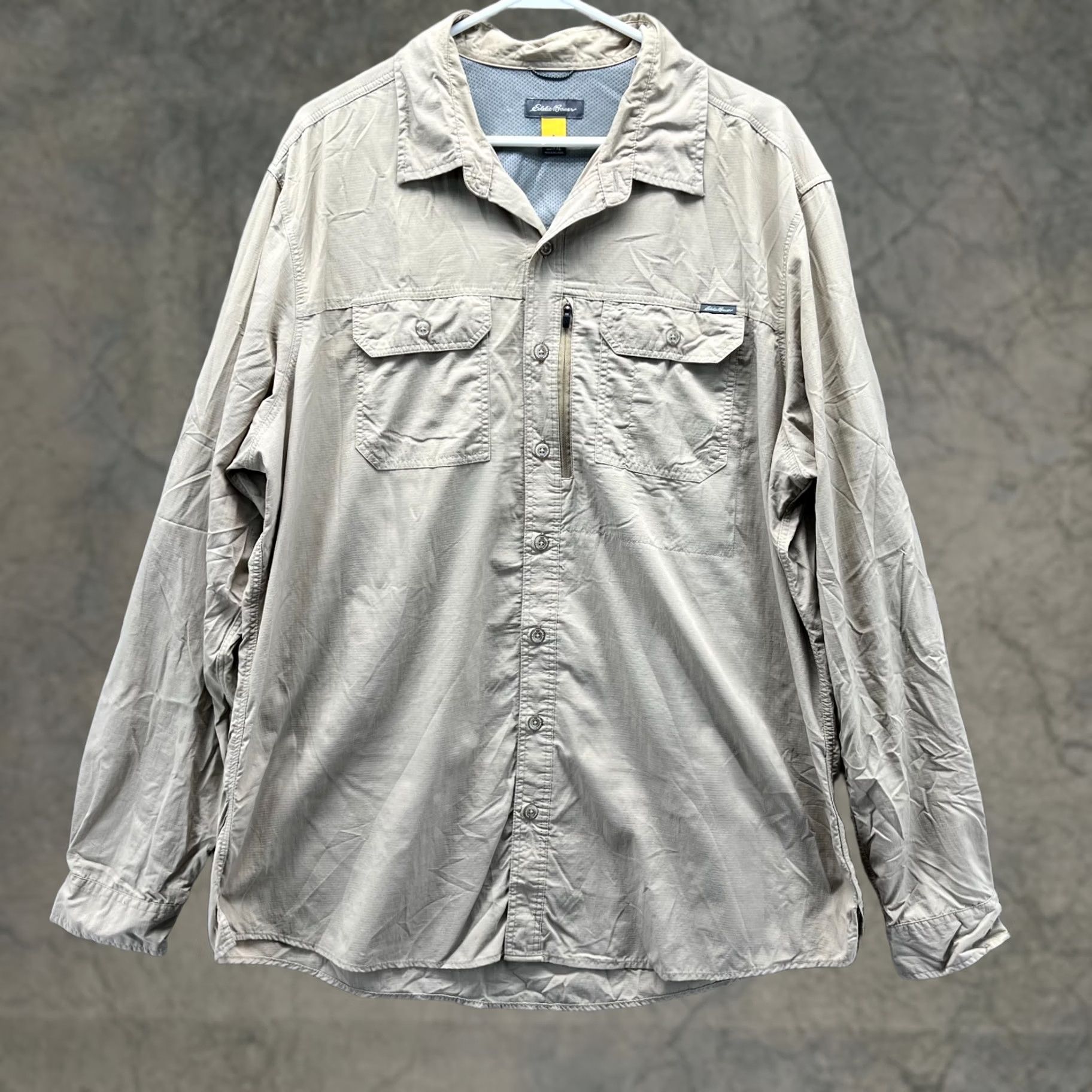 Eddie Bauer VINTAGE (not applicable) Eddie Bauer Shirt Mens XLT Beige Button-Down Vented Tan Outdoors Lined Hiking Size US XL / EU 56 / 4 - 1 Thumbnail