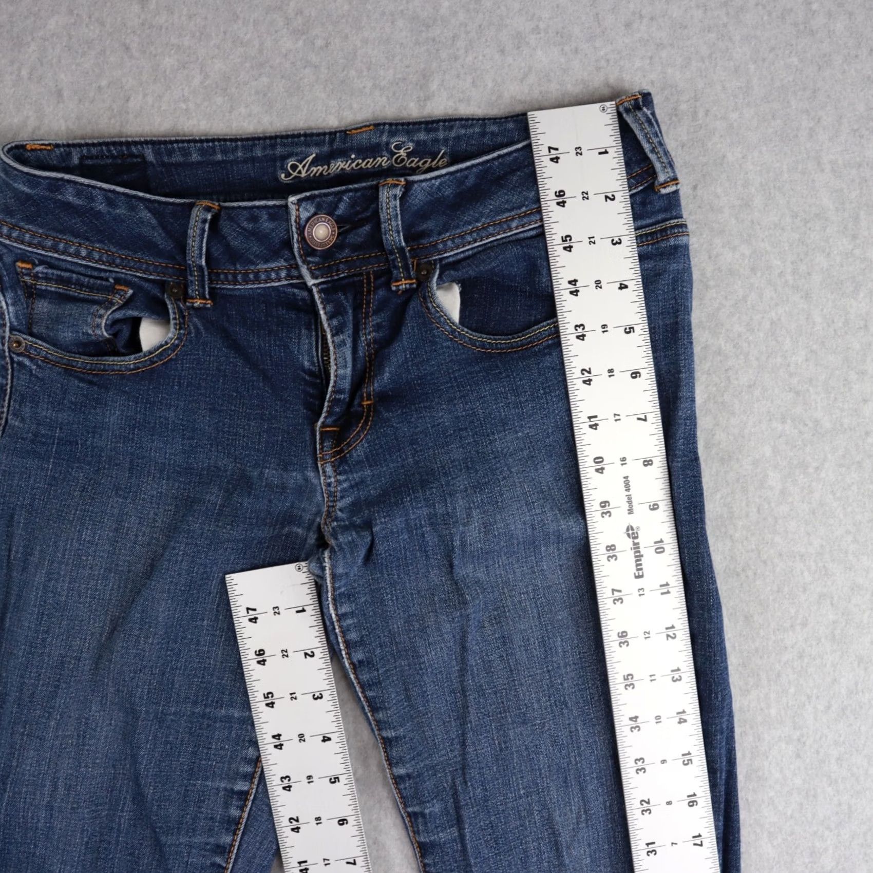 American Eagle Outfitters American Eagle Womens Skinny Jeans Size 8 Blue Super Stretch Original Boot Size 30" / US 8 / IT 44 - 6 Thumbnail