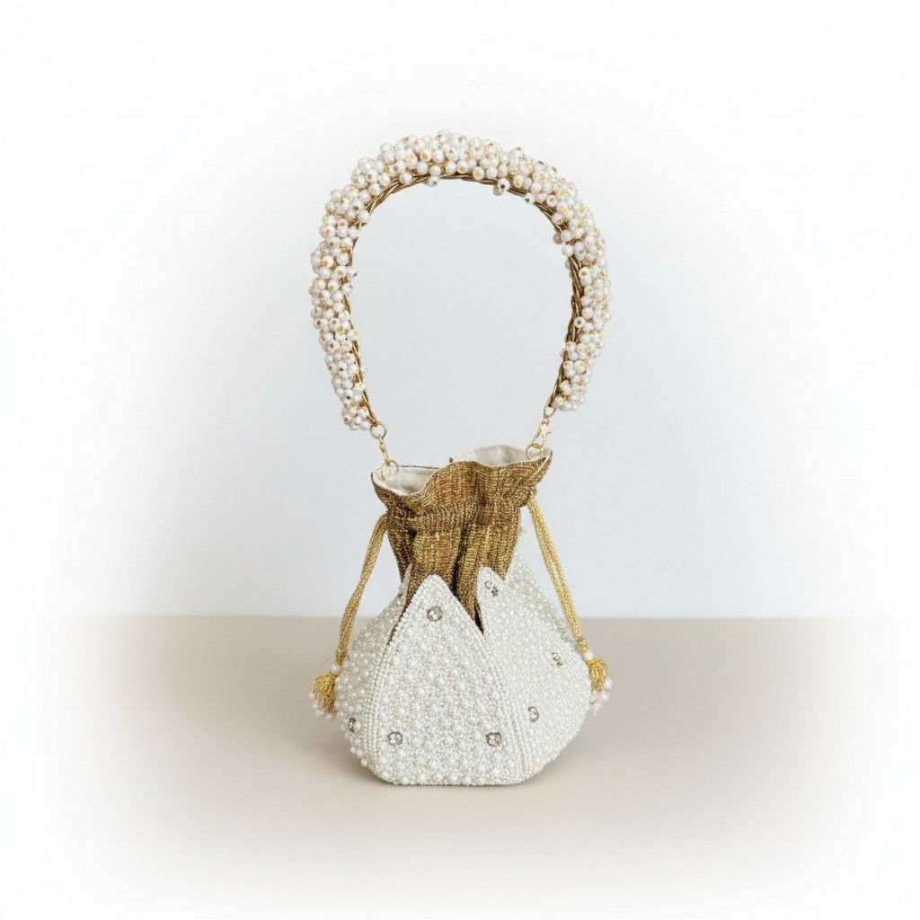 Other Ramla Neyla White Pearl Lotus Beaded Bridal Evening Bag Size ONE SIZE - 3 Thumbnail