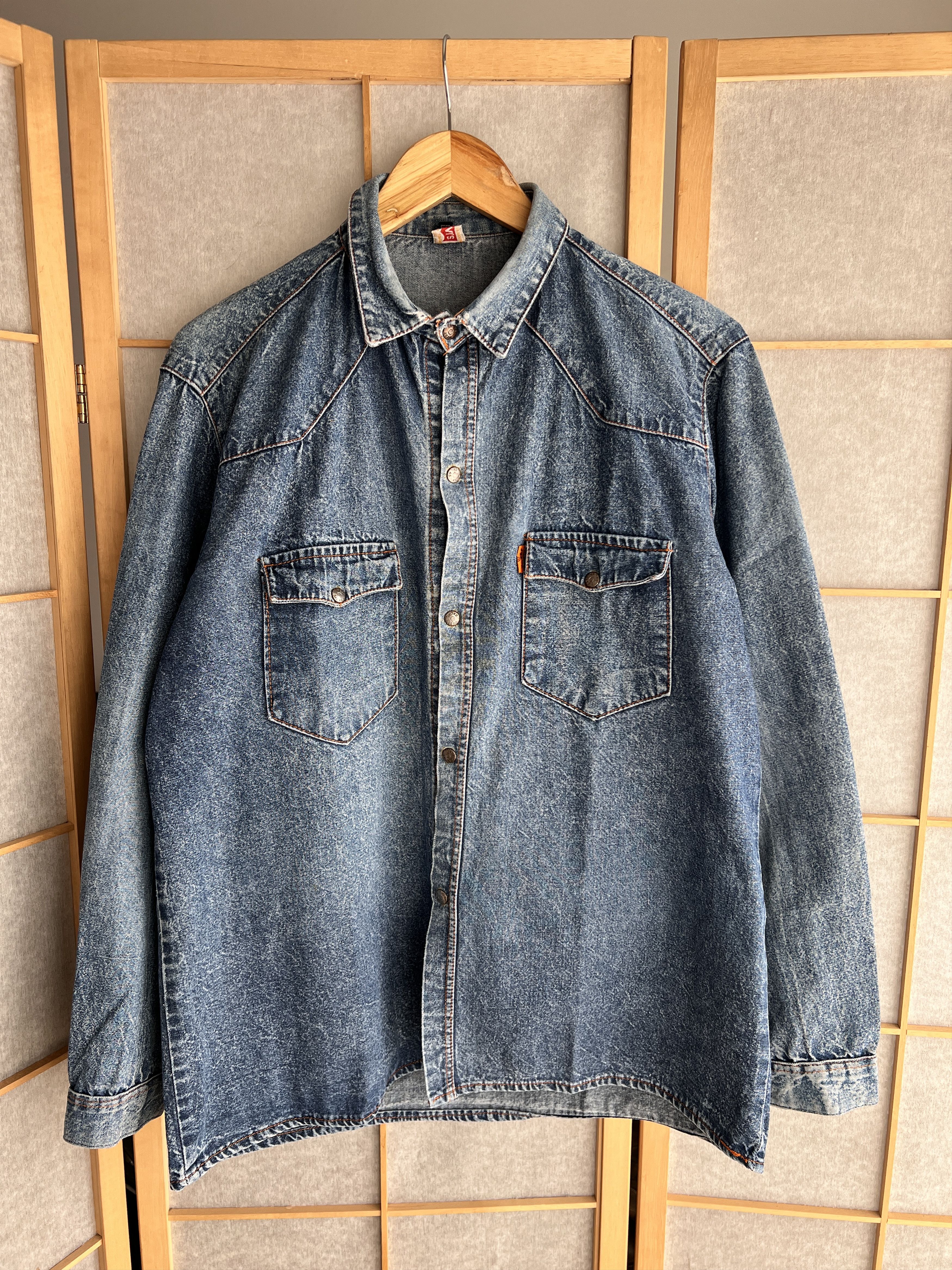 Levi's Vintage Clothing Archive 70s 80s Levis vintage orange tab western denim shirt Size US L / EU 52-54 / 3 - 7 Thumbnail