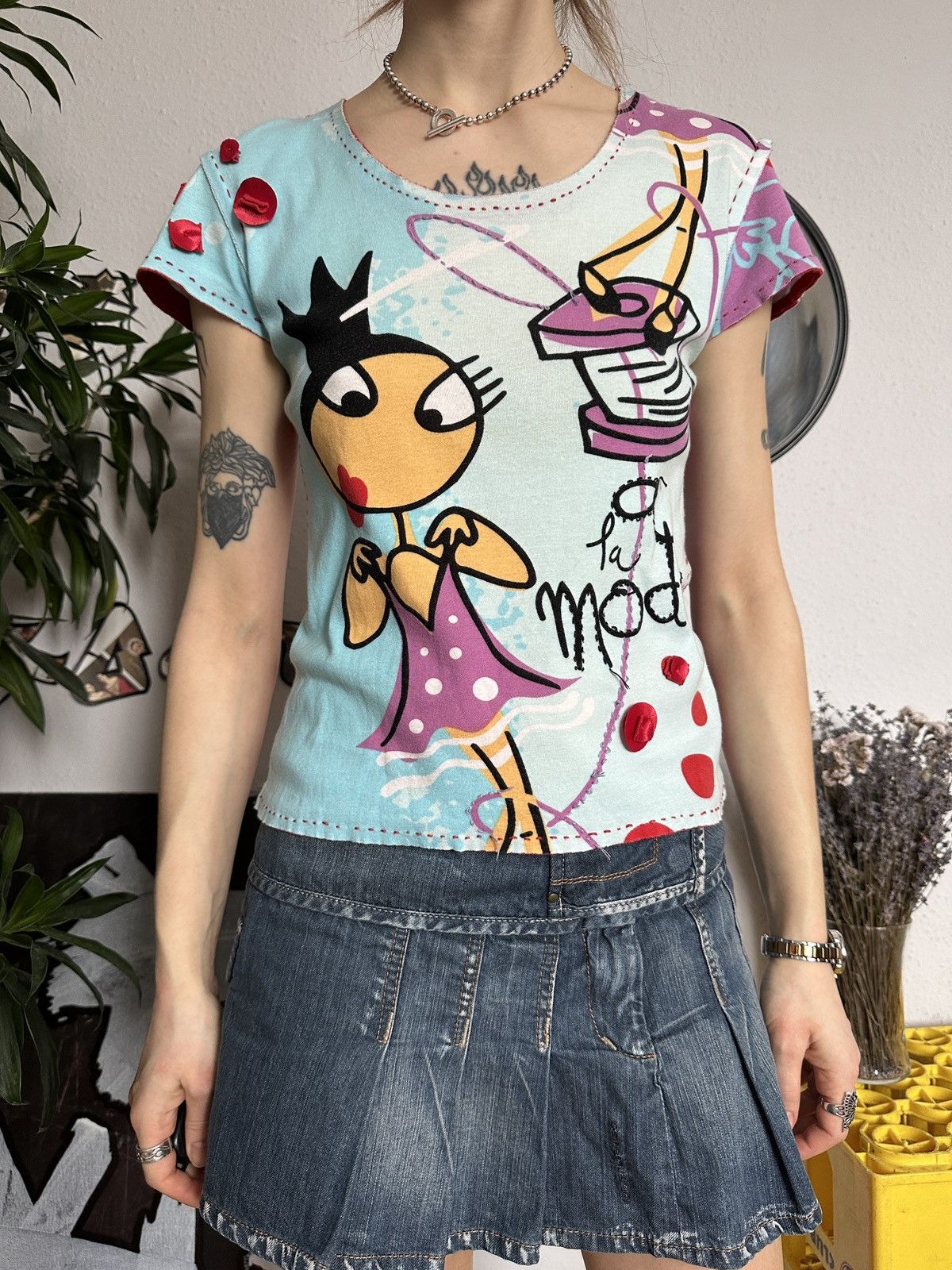 If Six Was Nine × Seditionaries Graphic Printed Funky Top Patchwork Details like Custo Size M / US 6-8 / IT 42-44 - 2 Thumbnail