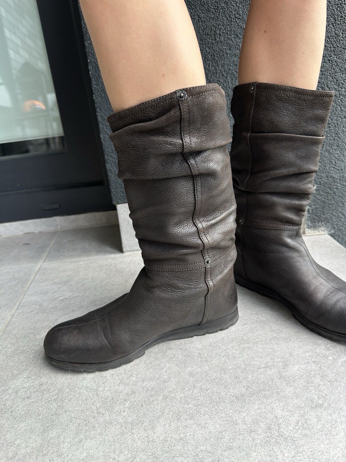 Prada Prada Womens Brown Leather Mid-calf Boots Size 38.5 Size US 8.5 / IT 38.5 - 6 Thumbnail